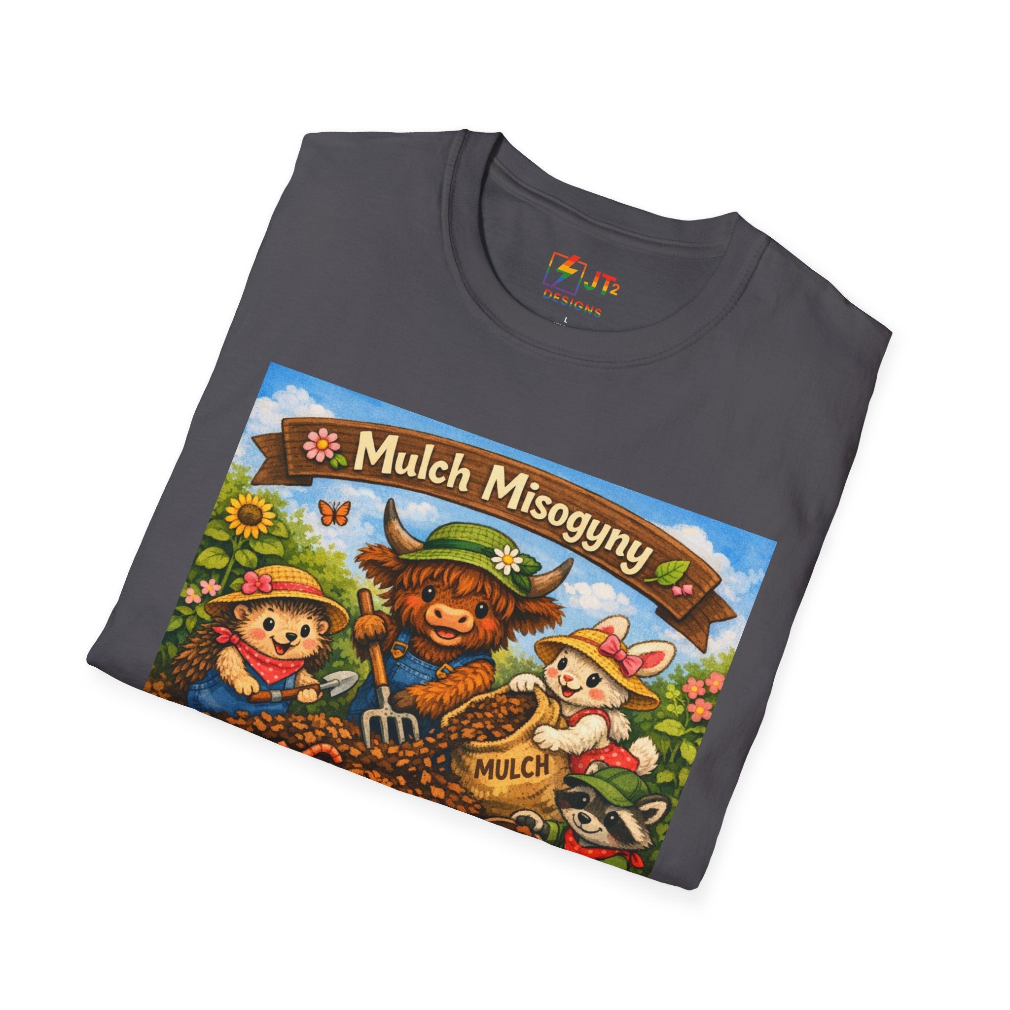 Mulch Misogyny garden characters T-Shirt | funny gardening shirt