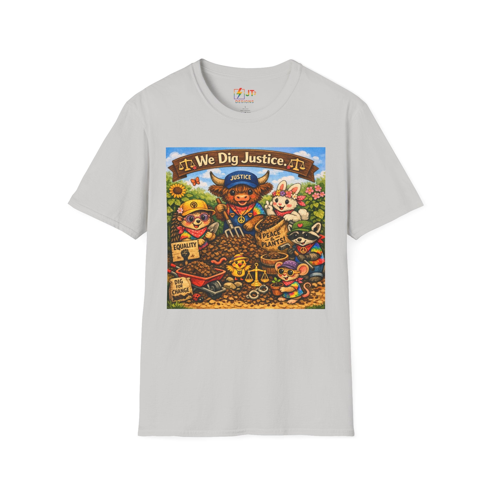 We Dig Justice T-Shirt | Cute Animal Archaeologists, Scales of Justice Artwork