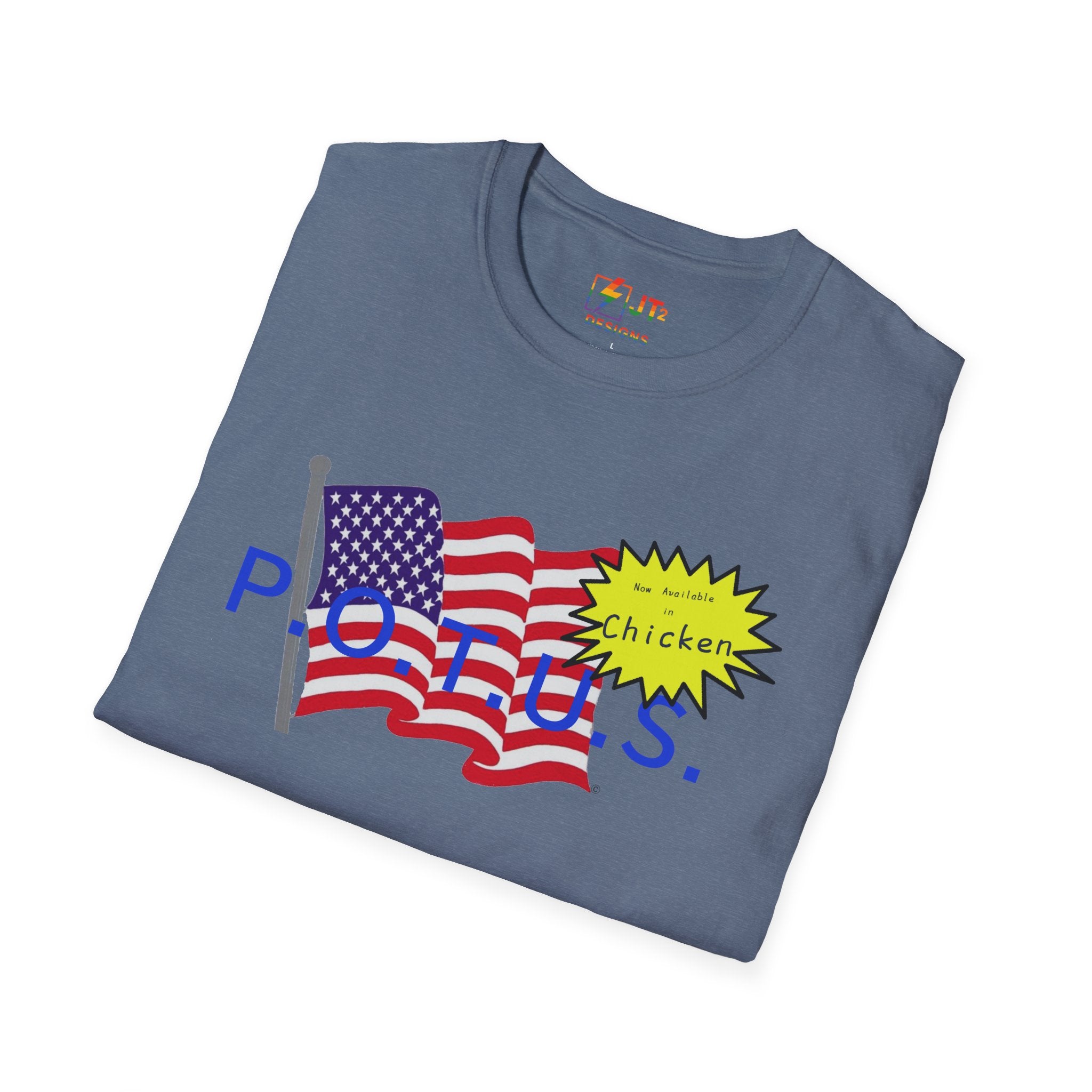 POTUS Chicken with US Flag T-Shirt | Political Satire, Trump Commentary