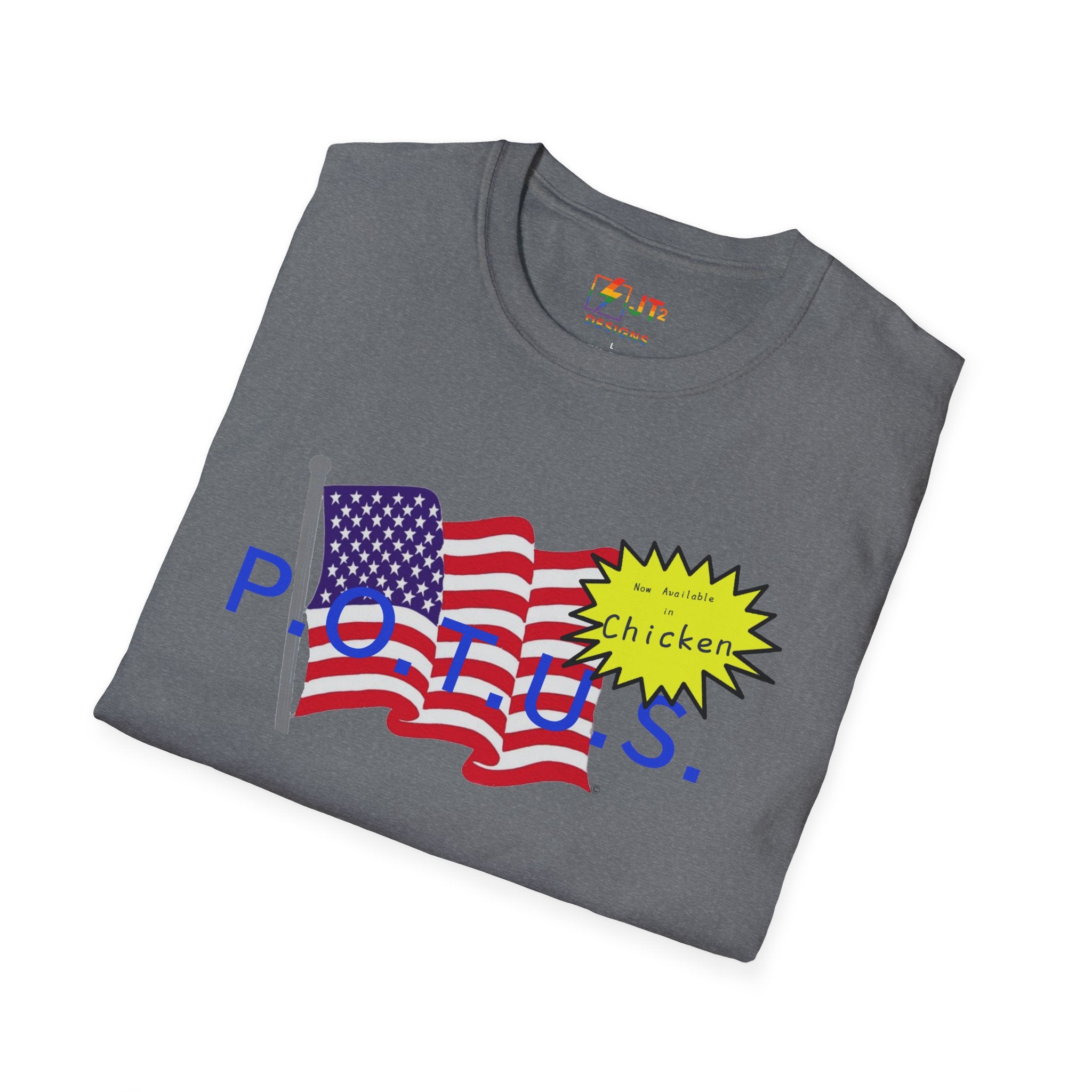 POTUS Chicken with US Flag T-Shirt | Political Satire, Trump Commentary
