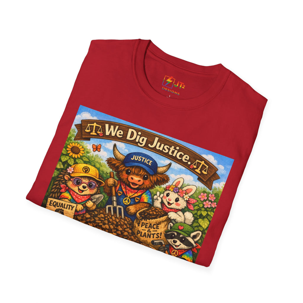 We Dig Justice T-Shirt | Cute Animal Archaeologists, Scales of Justice Artwork