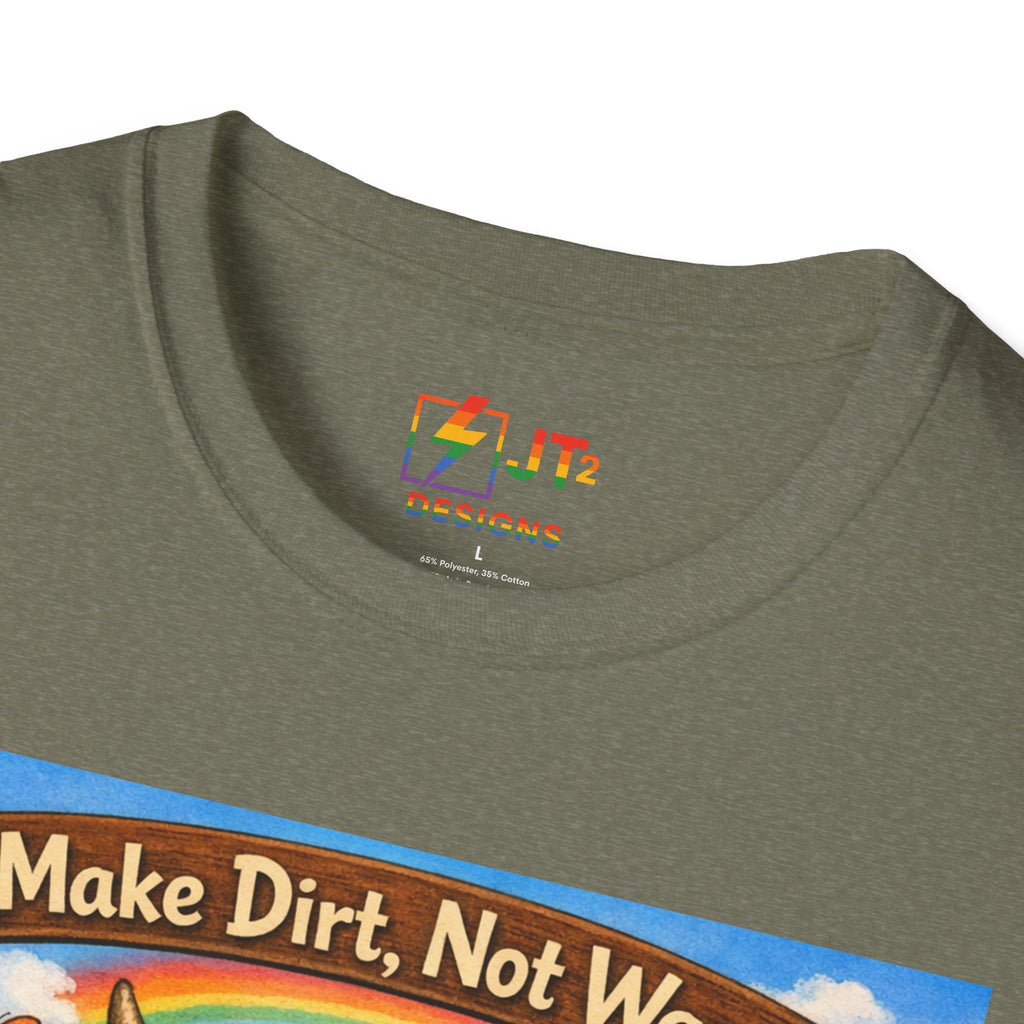 Make Dirt Not War gardening animals T-Shirt | Cute Gardening Shirt
