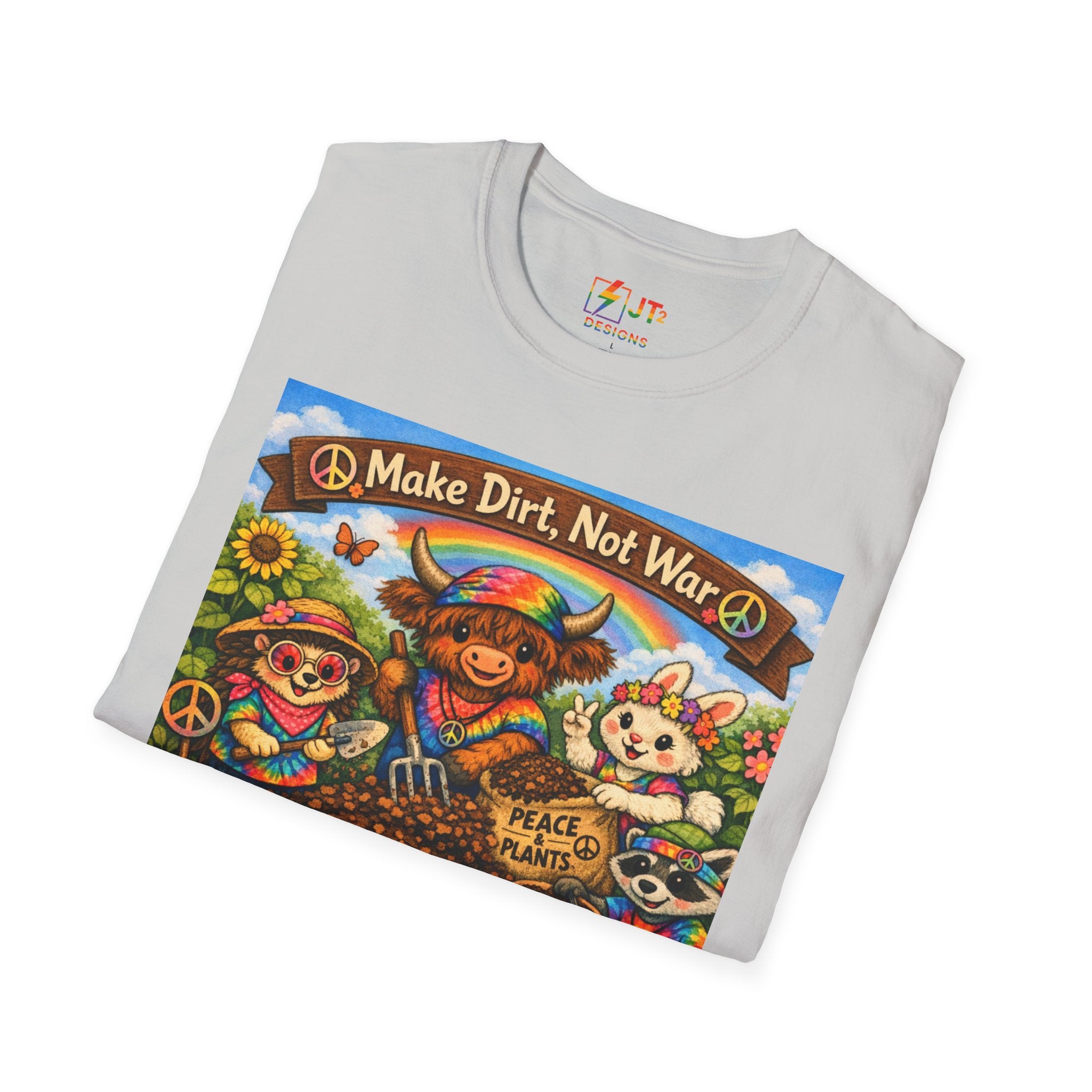 Make Dirt Not War gardening animals T-Shirt | Cute Gardening Shirt