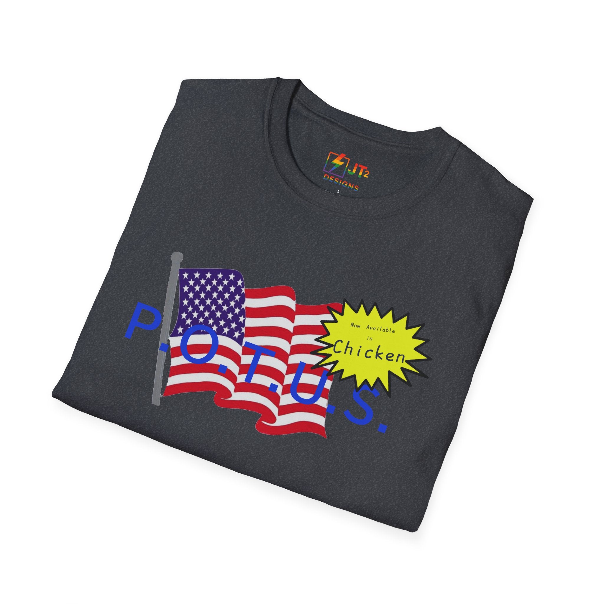 POTUS Chicken with US Flag T-Shirt | Political Satire, Trump Commentary