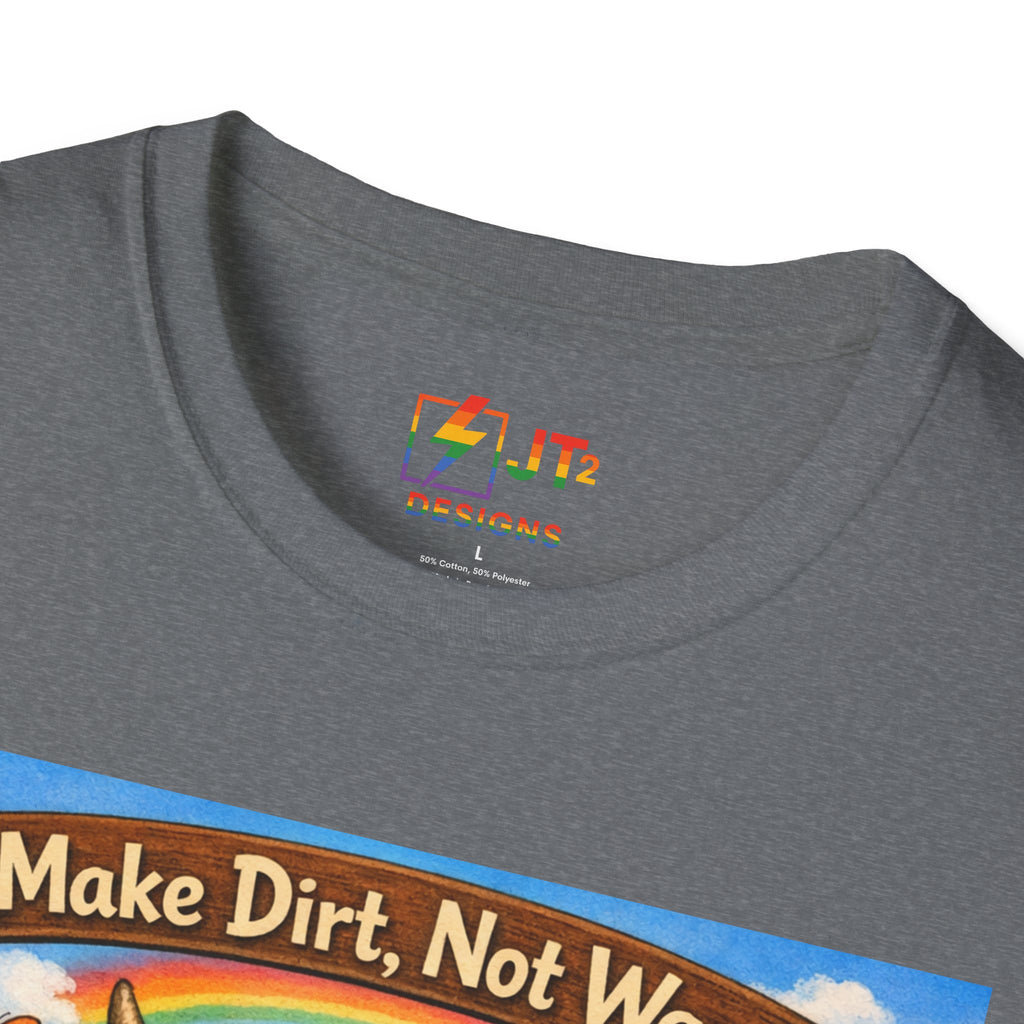 Make Dirt Not War gardening animals T-Shirt | Cute Gardening Shirt