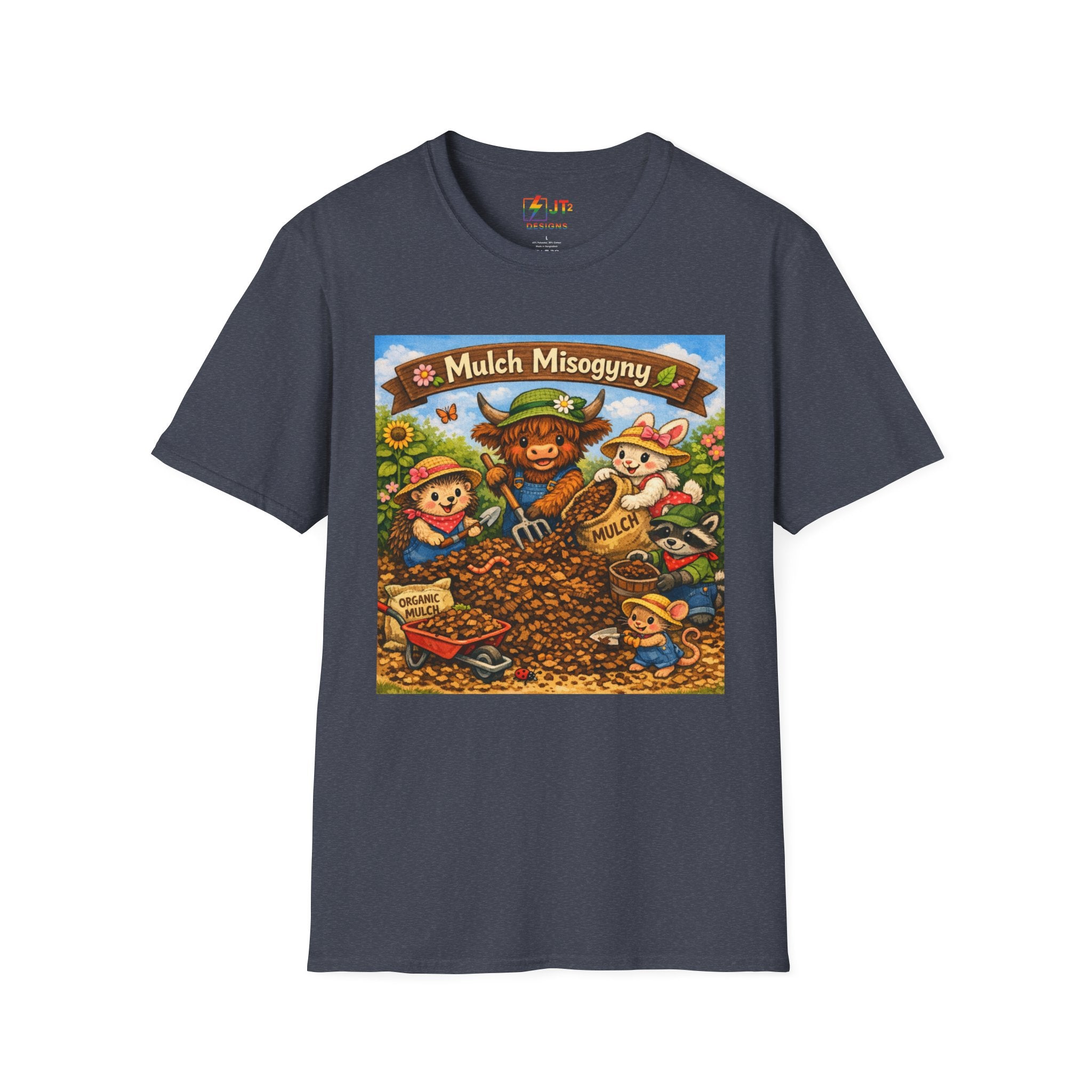 Mulch Misogyny garden characters T-Shirt | funny gardening shirt