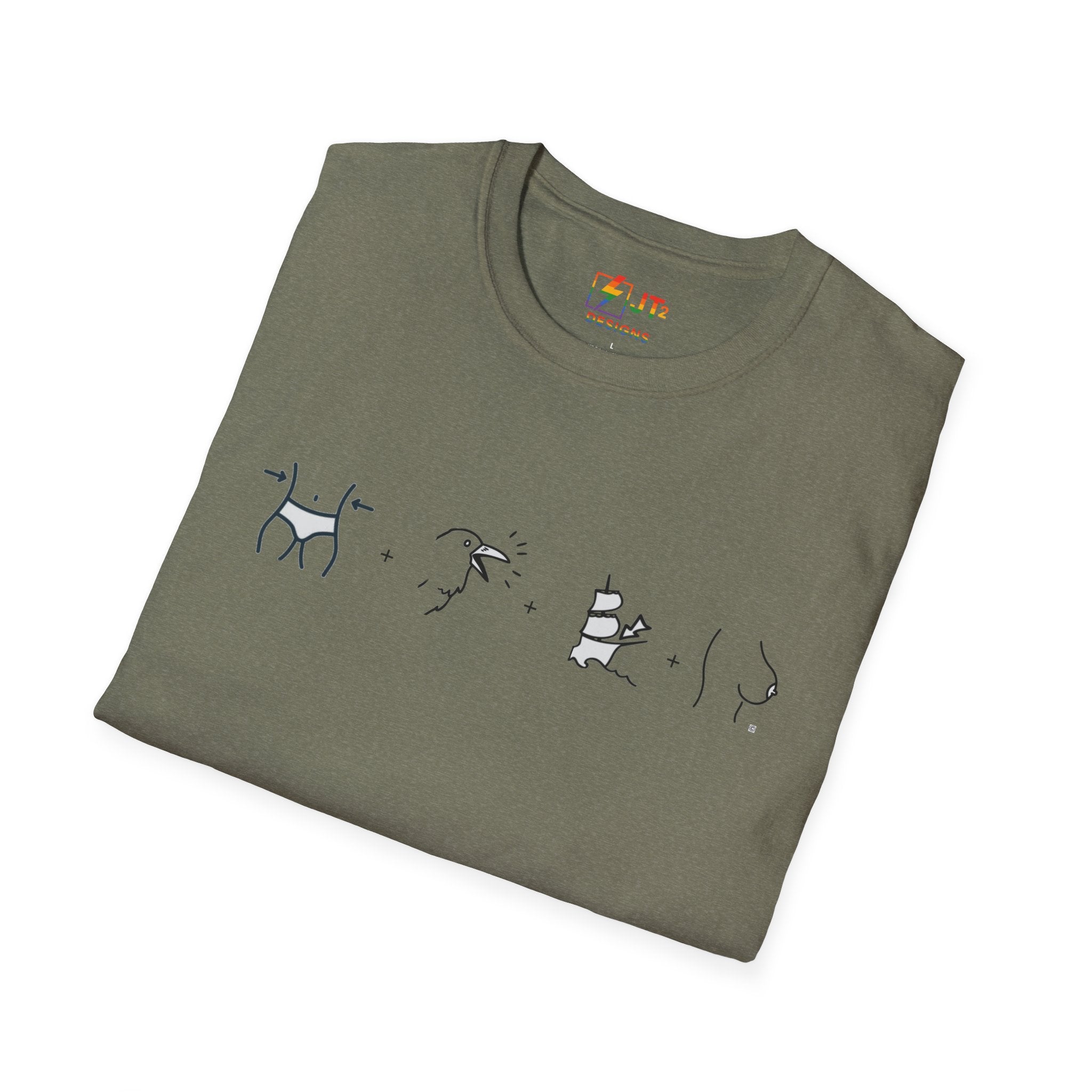 Thin Ka Bow Tit illustration T-Shirt | political satire, Americana commentary