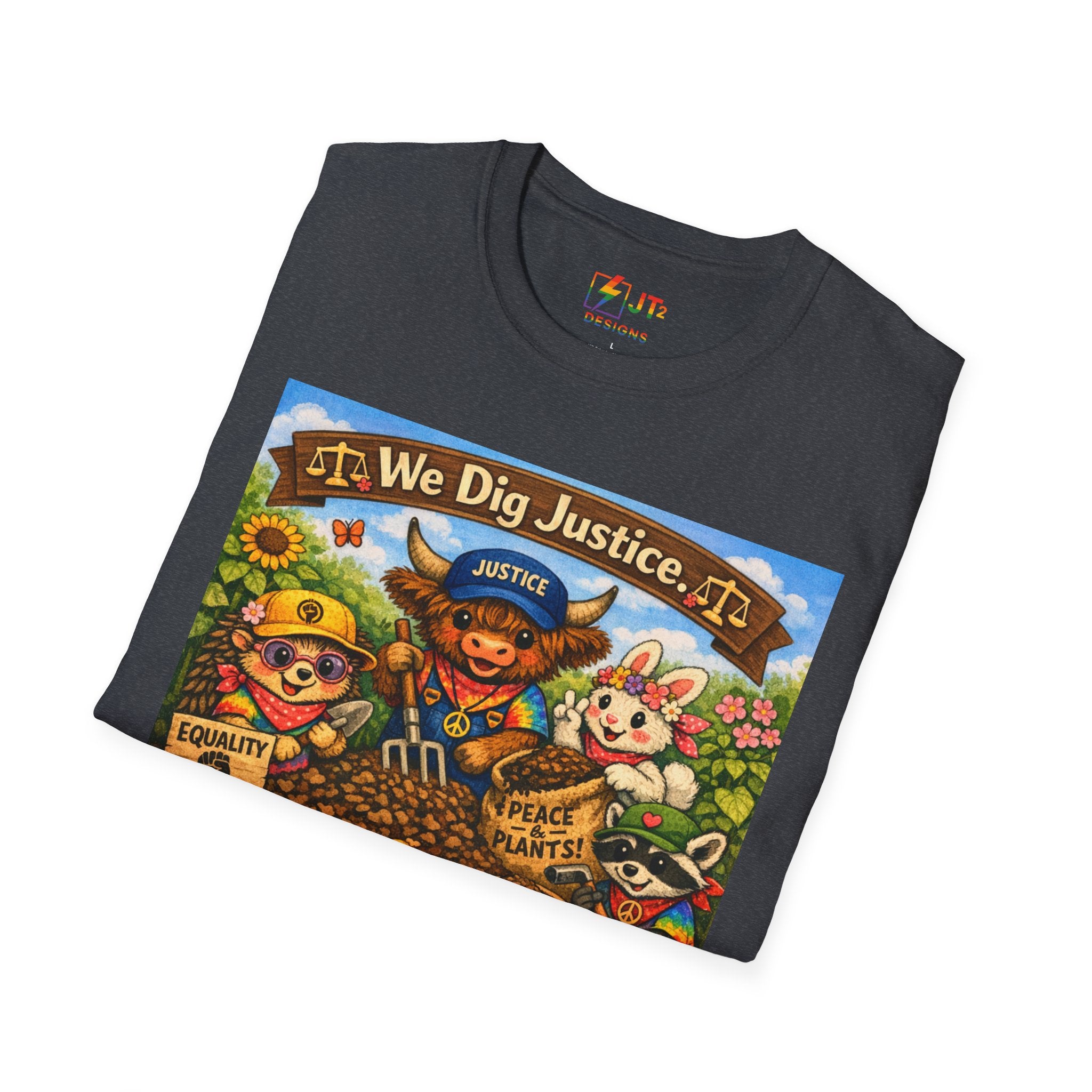 We Dig Justice T-Shirt | Cute Animal Archaeologists, Scales of Justice Artwork