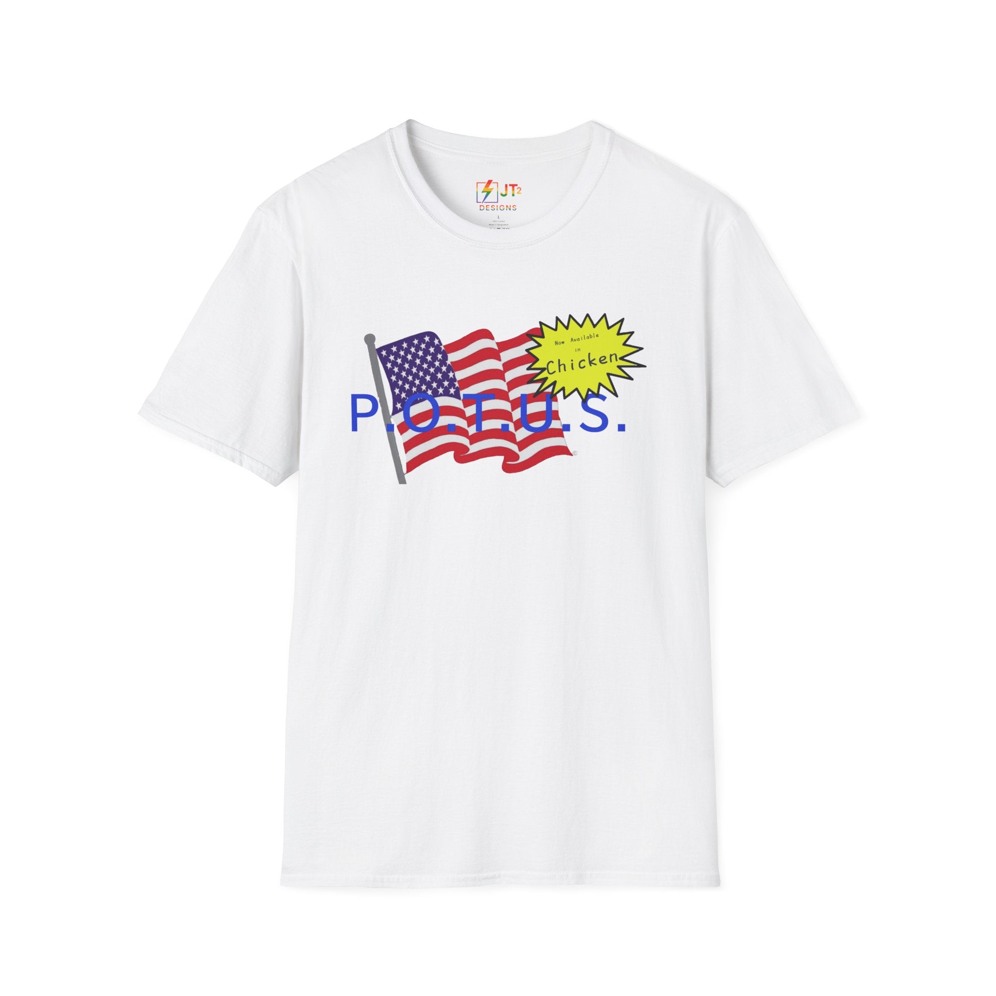 POTUS Chicken with US Flag T-Shirt | Political Satire, Trump Commentary