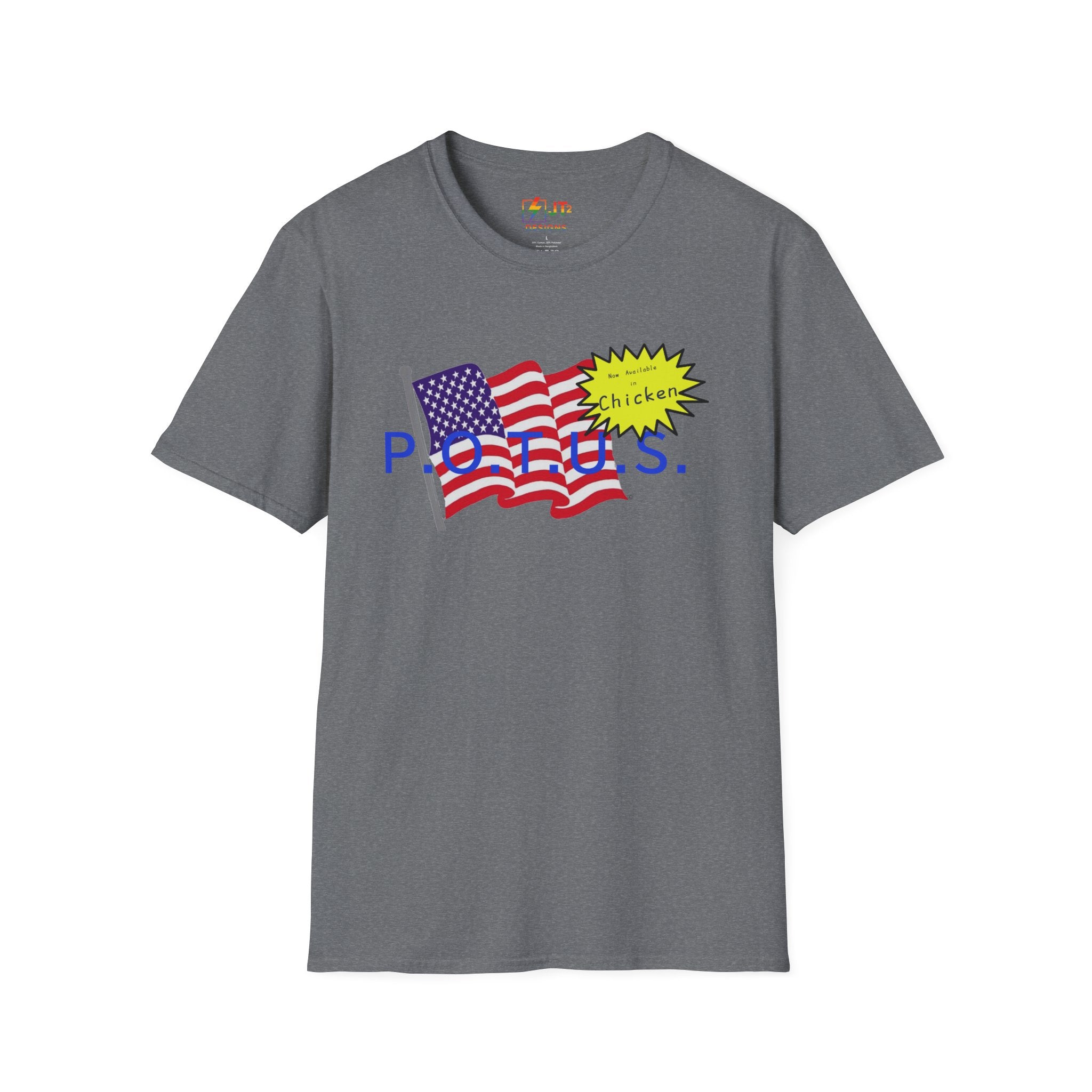 POTUS Chicken with US Flag T-Shirt | Political Satire, Trump Commentary