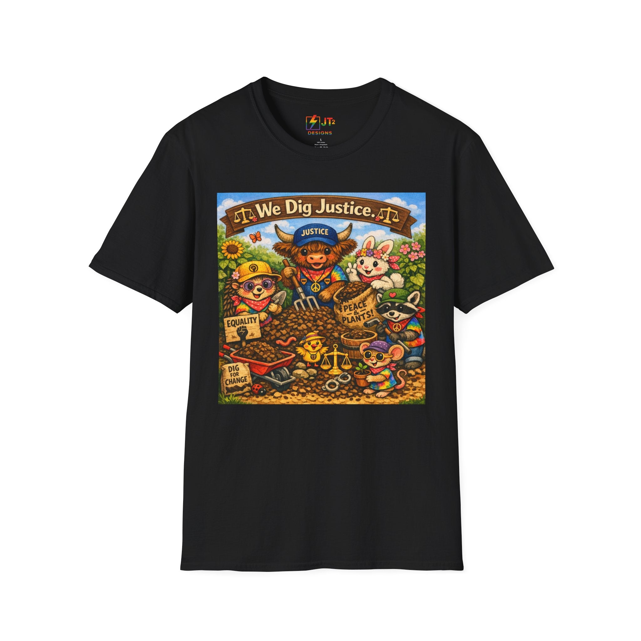 We Dig Justice T-Shirt | Cute Animal Archaeologists, Scales of Justice Artwork