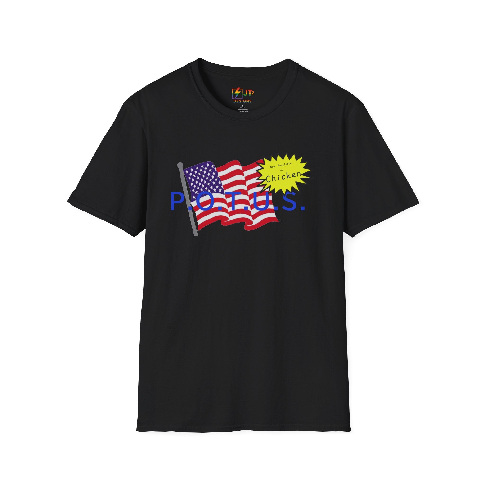 POTUS Chicken with US Flag T-Shirt | Political Satire, Trump Commentary
