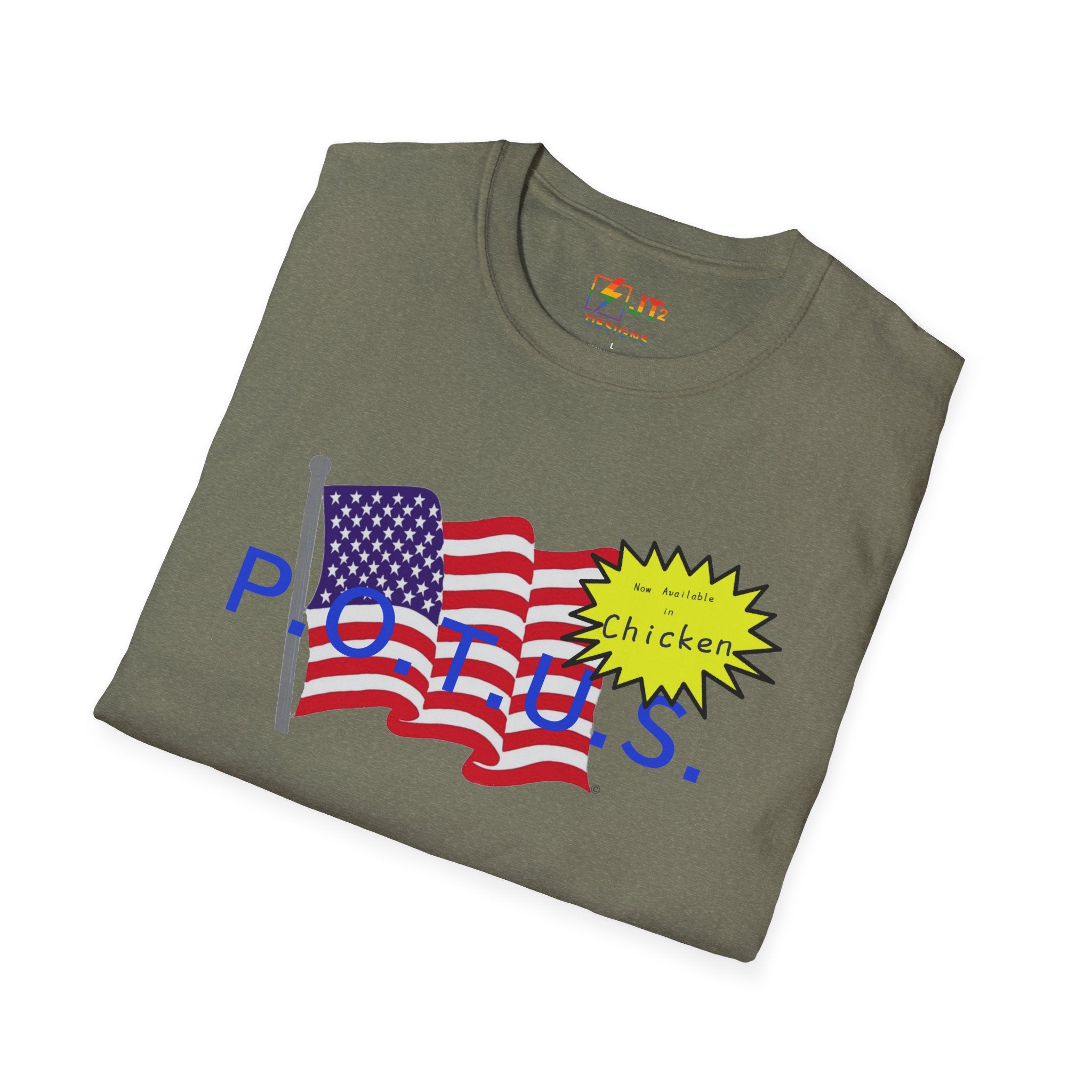 POTUS Chicken with US Flag T-Shirt | Political Satire, Trump Commentary