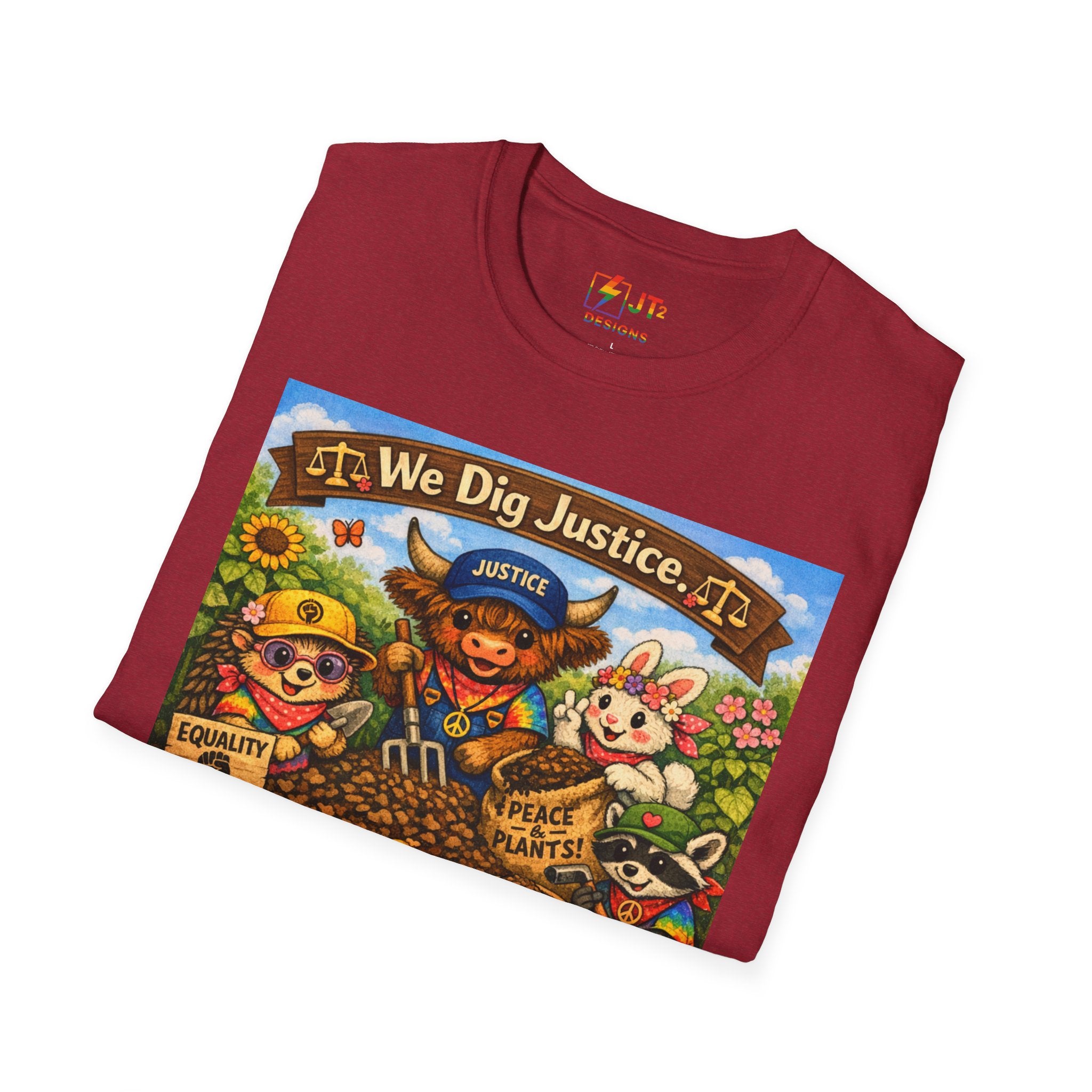 We Dig Justice T-Shirt | Cute Animal Archaeologists, Scales of Justice Artwork