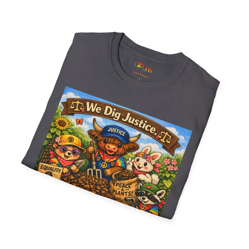 We Dig Justice T-Shirt | Cute Animal Archaeologists, Scales of Justice Artwork
