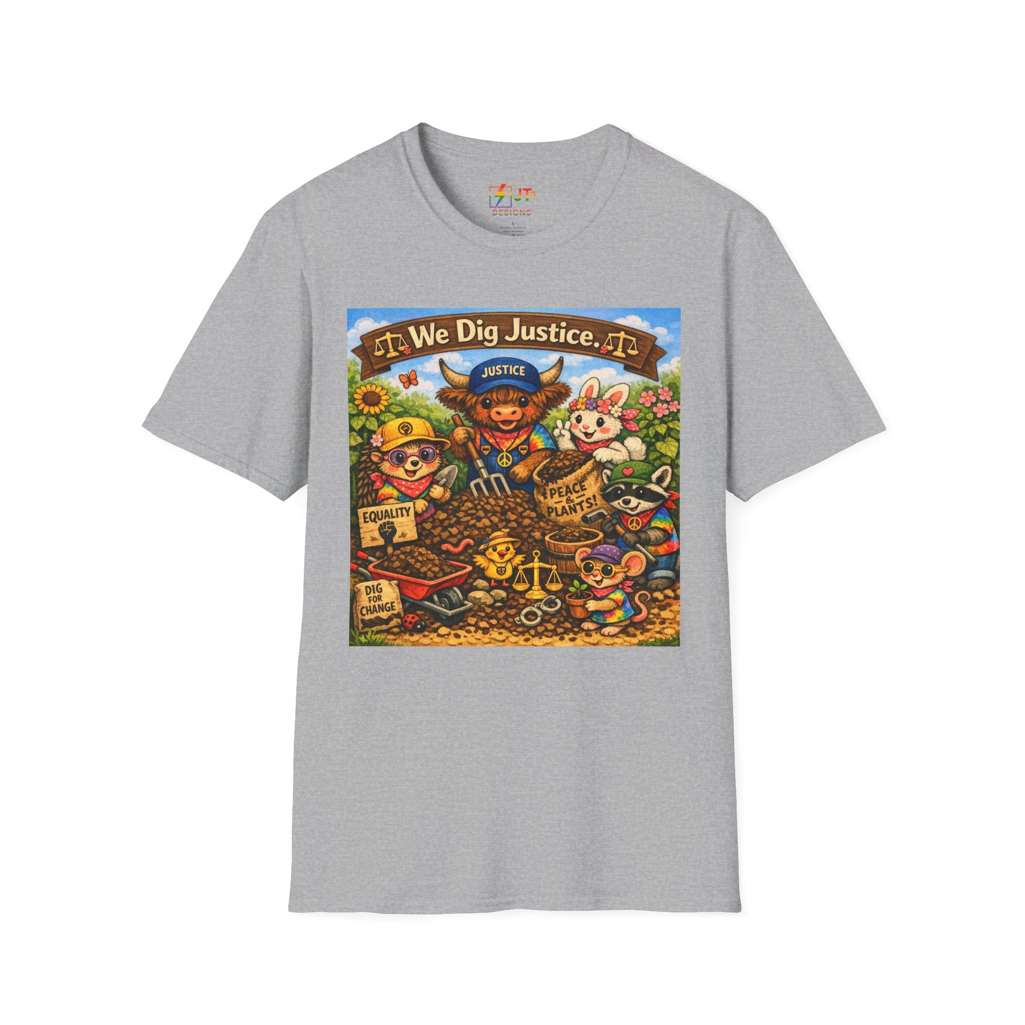 We Dig Justice T-Shirt | Cute Animal Archaeologists, Scales of Justice Artwork