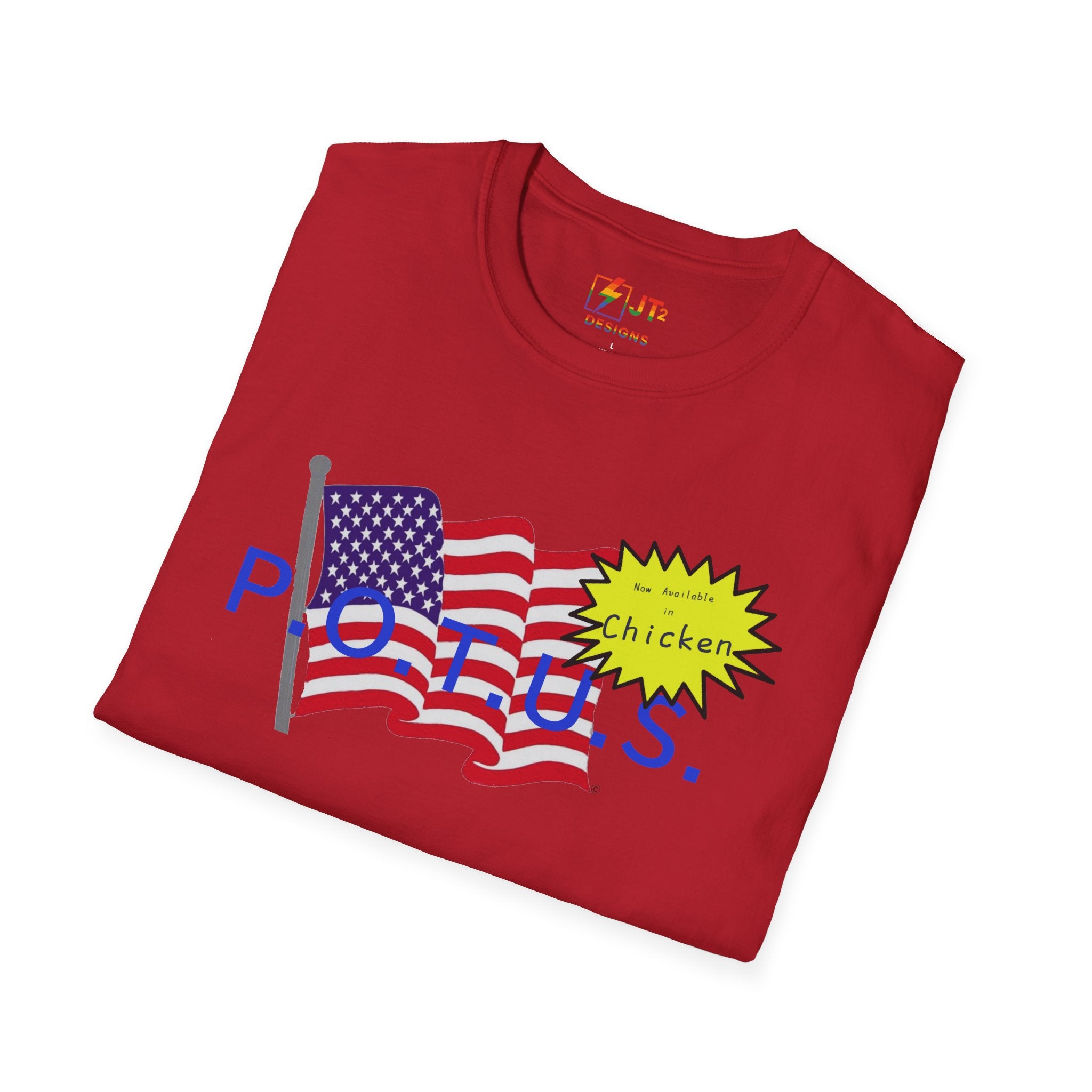 POTUS Chicken with US Flag T-Shirt | Political Satire, Trump Commentary