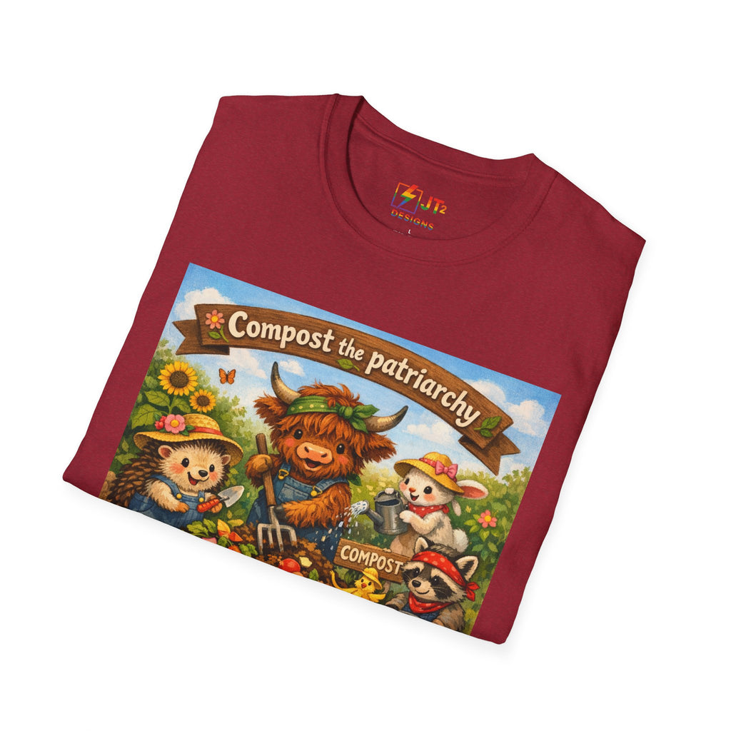 Cute Animals Composting the Patriarchy T-Shirt | Feminist Eco Design