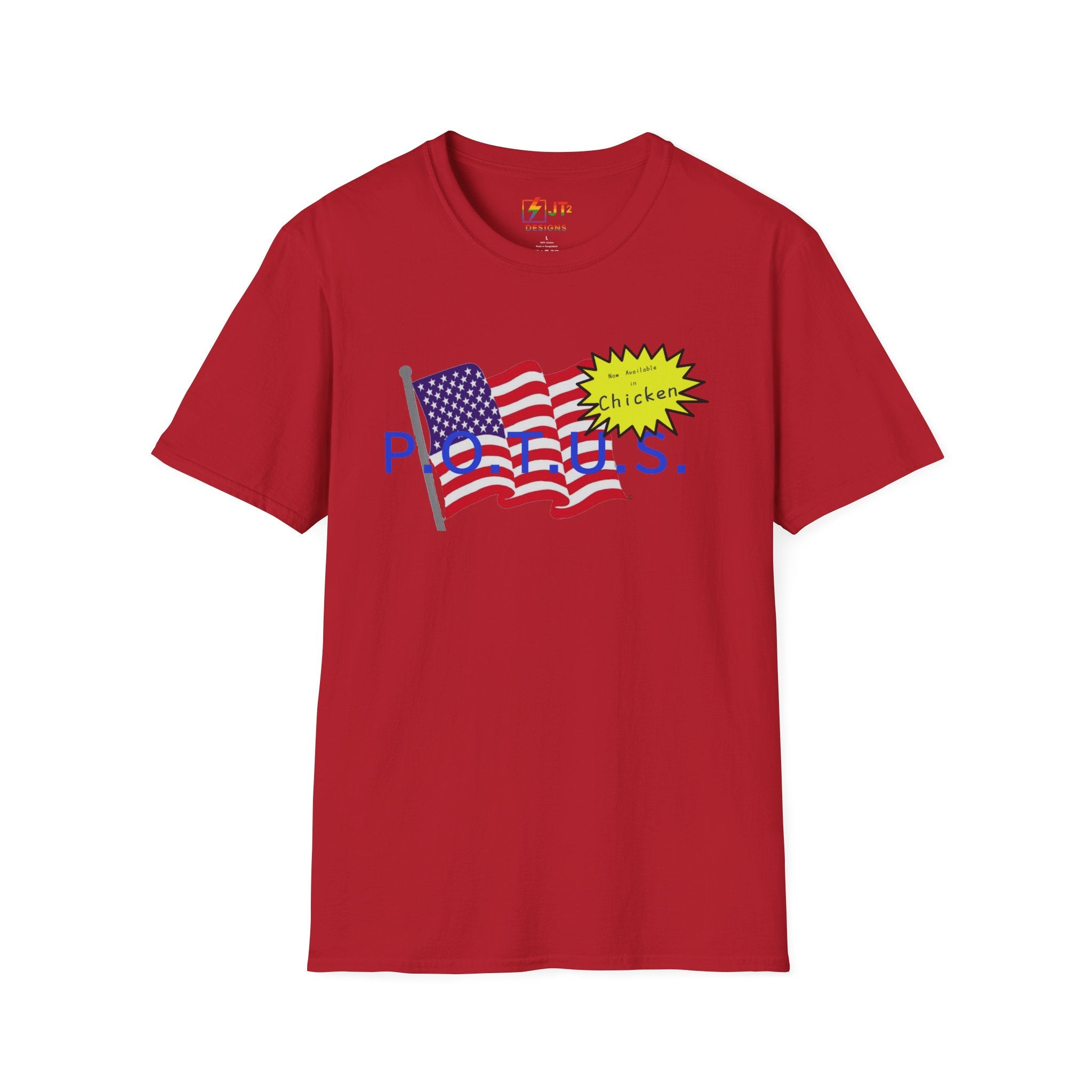 POTUS Chicken with US Flag T-Shirt | Political Satire, Trump Commentary