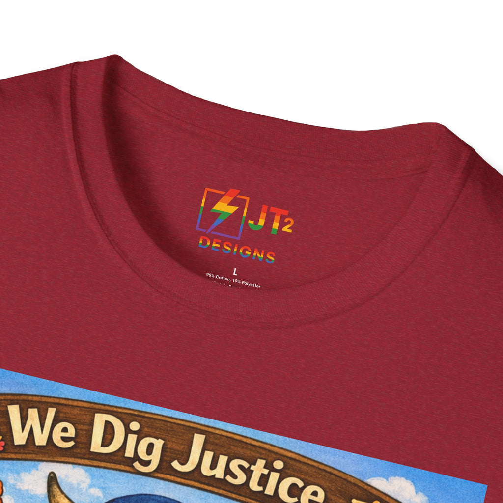 We Dig Justice T-Shirt | Cute Animal Archaeologists, Scales of Justice Artwork