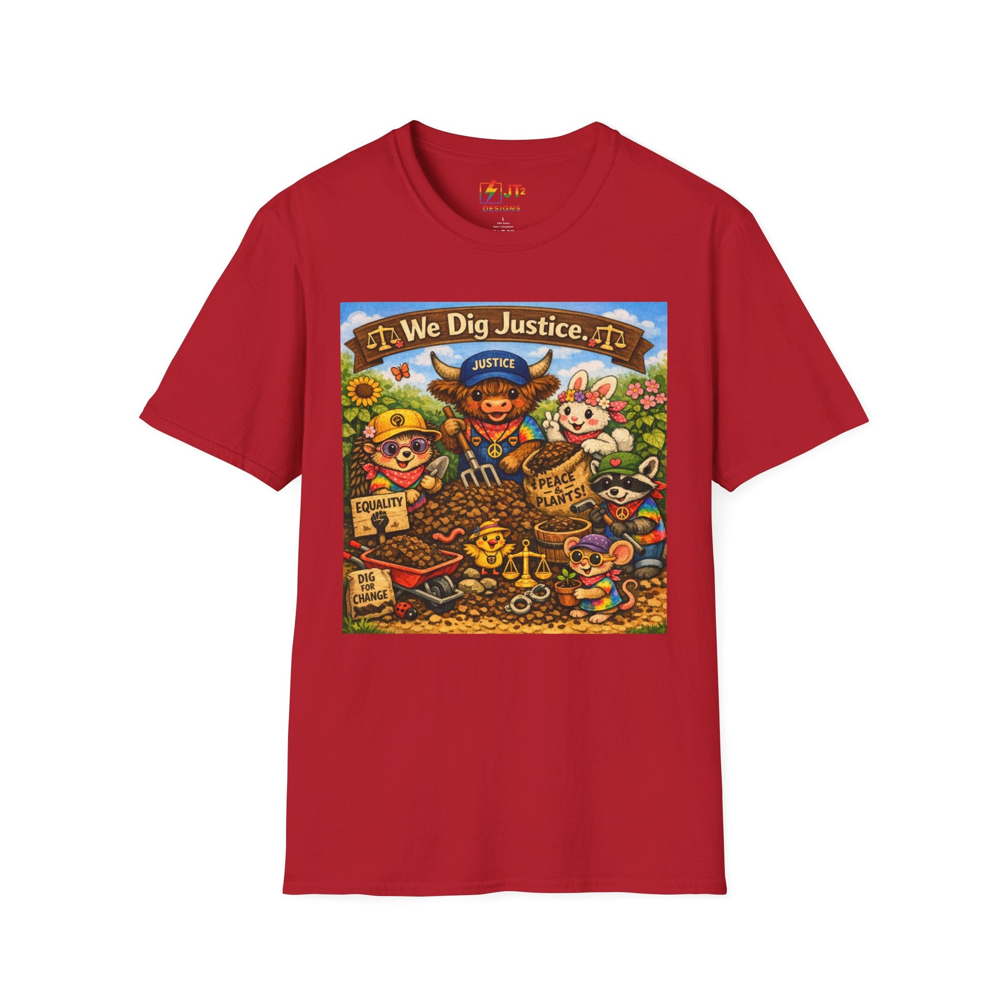 We Dig Justice T-Shirt | Cute Animal Archaeologists, Scales of Justice Artwork