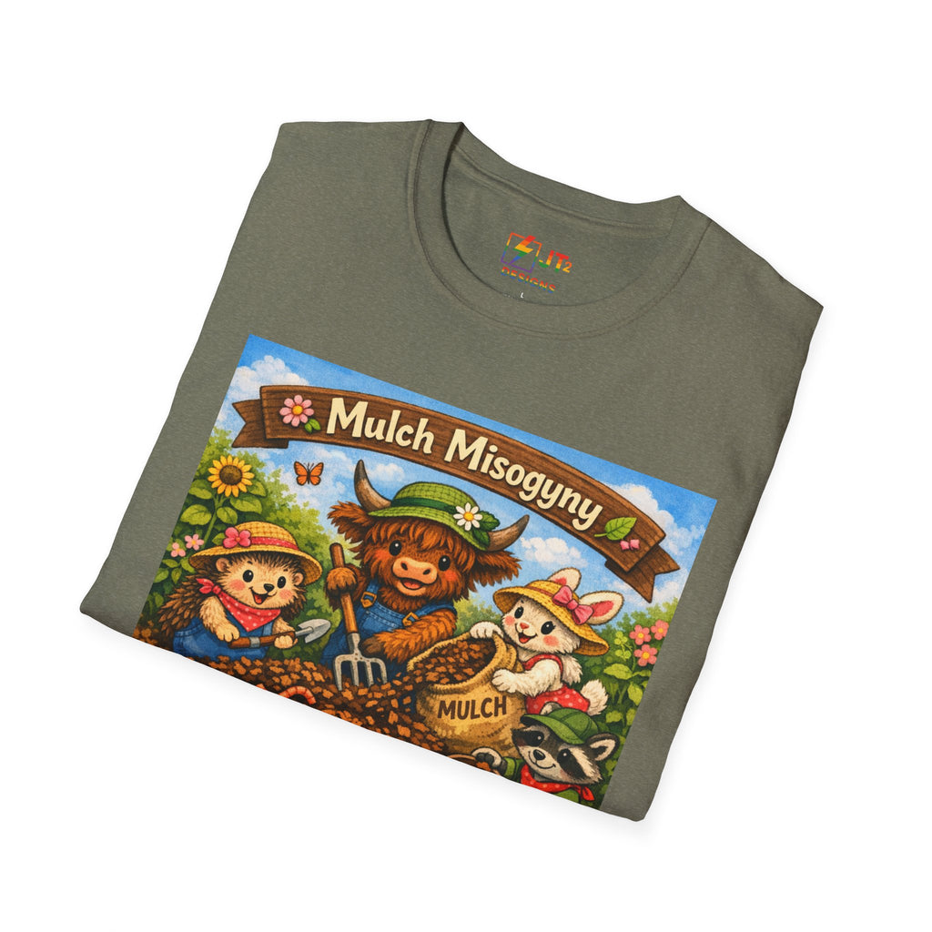Mulch Misogyny garden characters T-Shirt | funny gardening shirt
