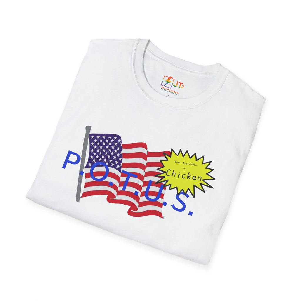 POTUS Chicken with US Flag T-Shirt | Political Satire, Trump Commentary