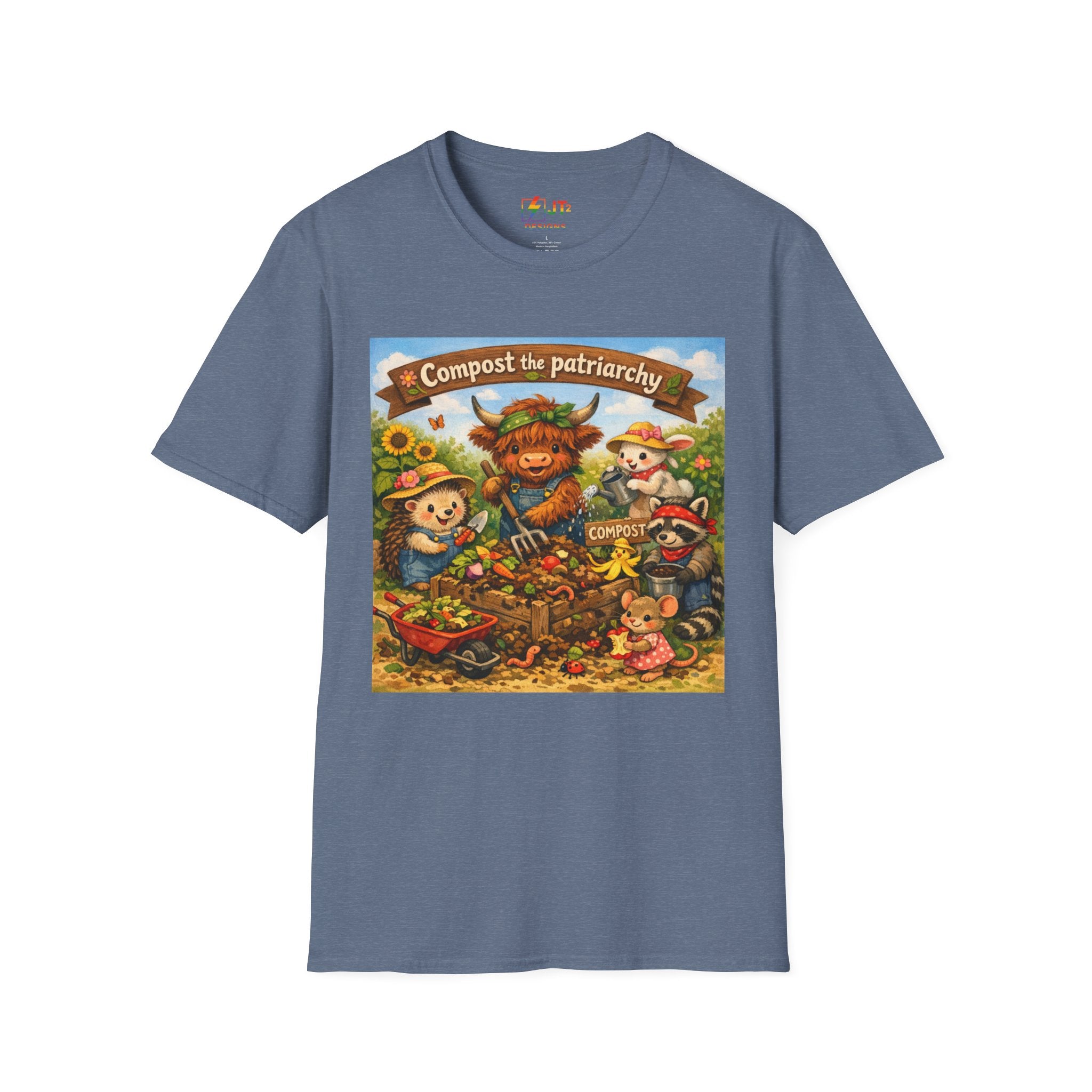 Cute Animals Composting the Patriarchy T-Shirt | Feminist Eco Design