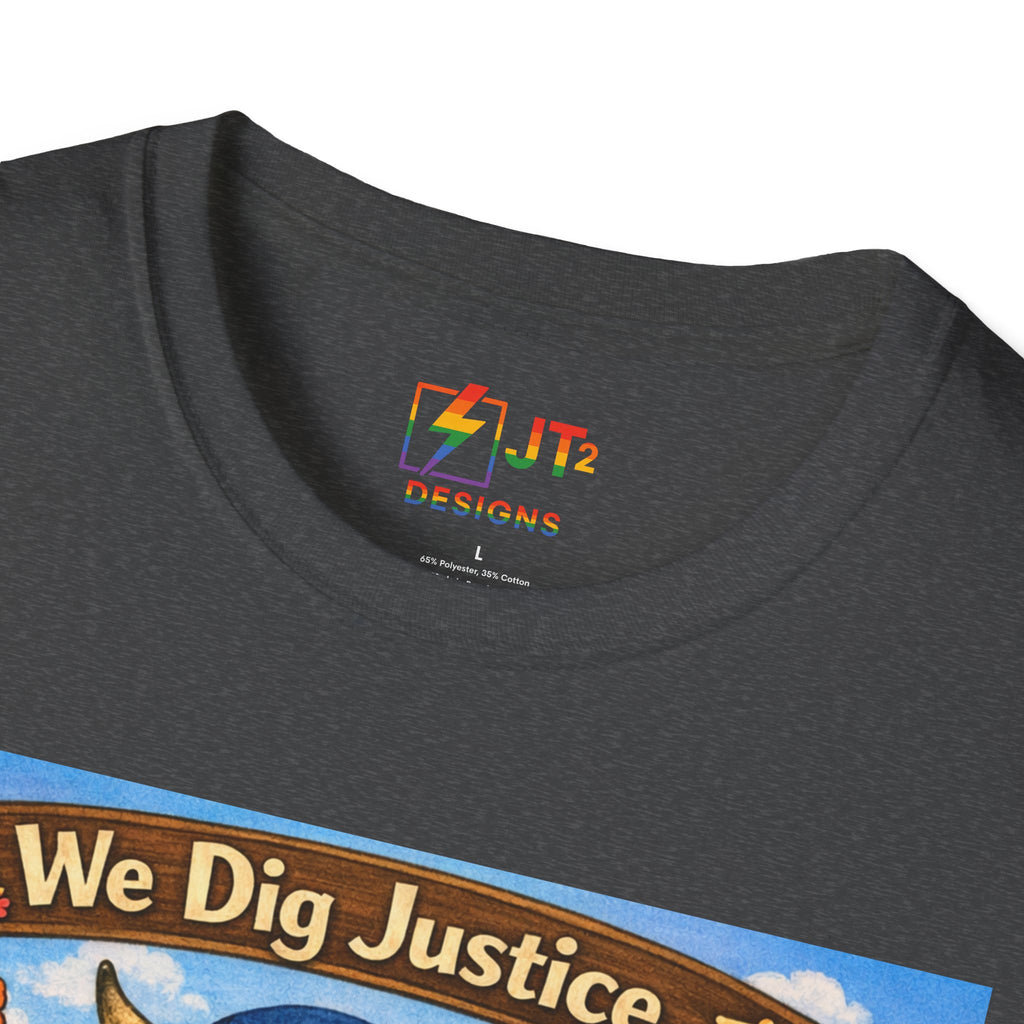 We Dig Justice T-Shirt | Cute Animal Archaeologists, Scales of Justice Artwork