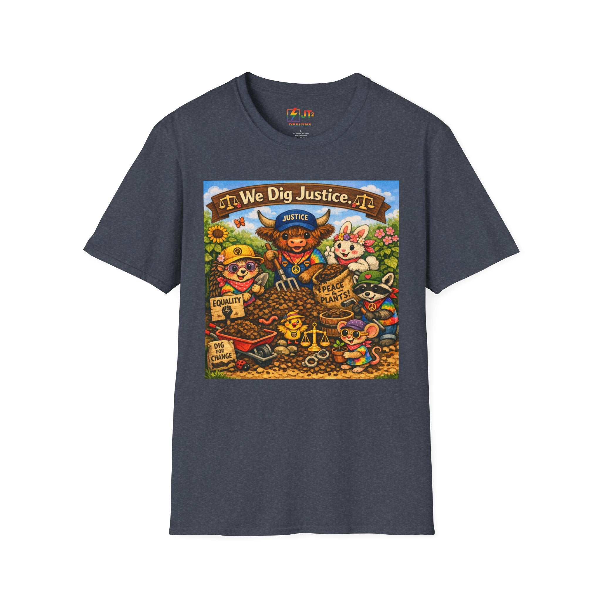 We Dig Justice T-Shirt | Cute Animal Archaeologists, Scales of Justice Artwork