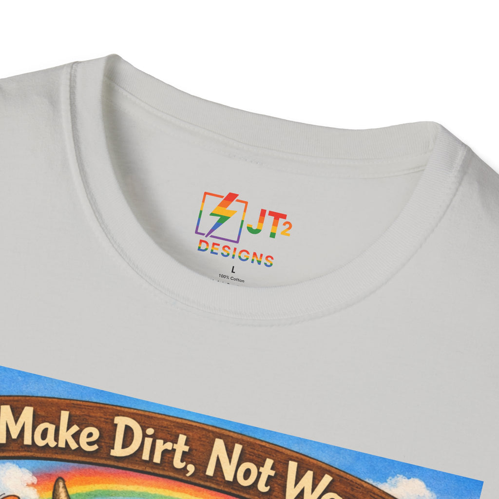 Make Dirt Not War gardening animals T-Shirt | Cute Gardening Shirt