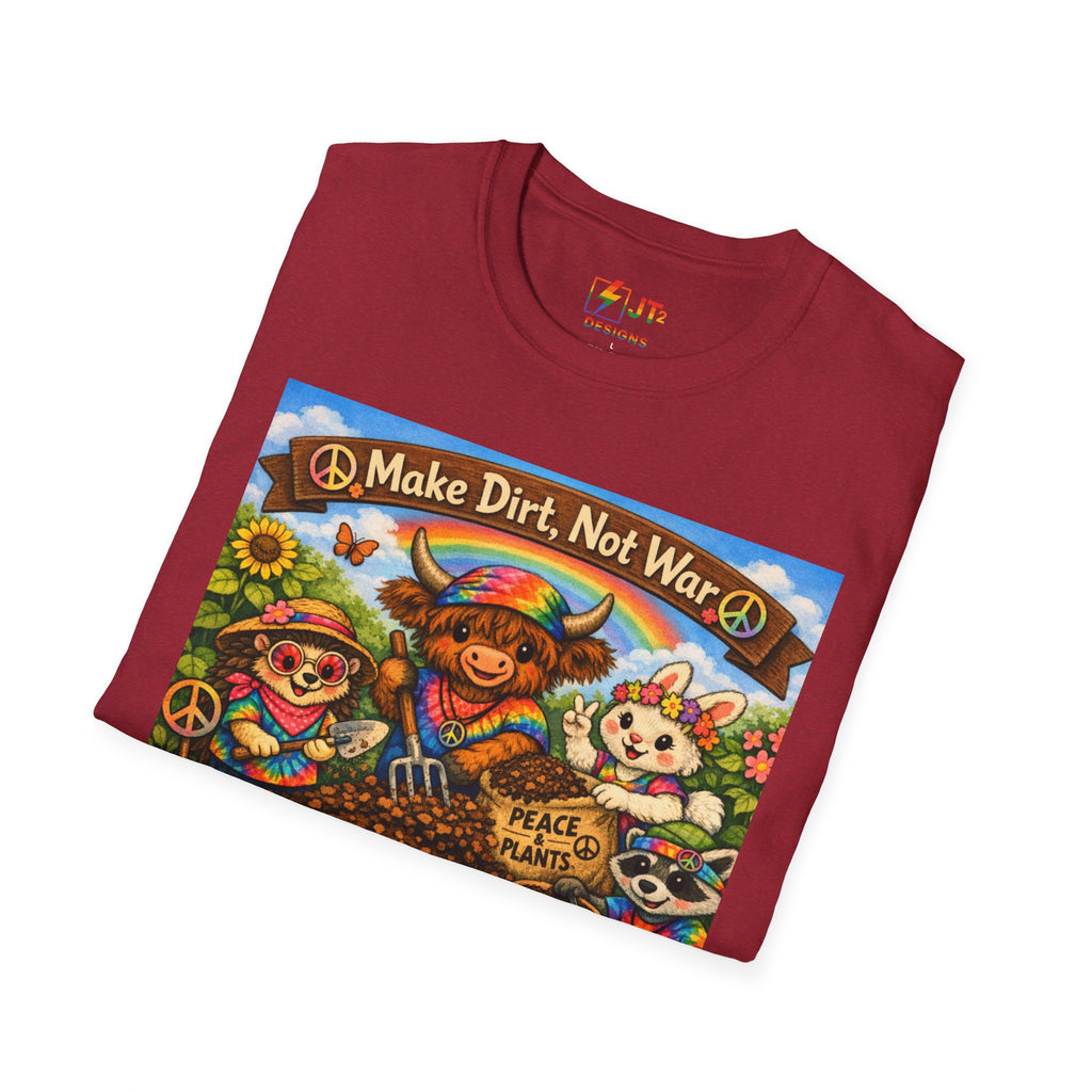Make Dirt Not War gardening animals T-Shirt | Cute Gardening Shirt
