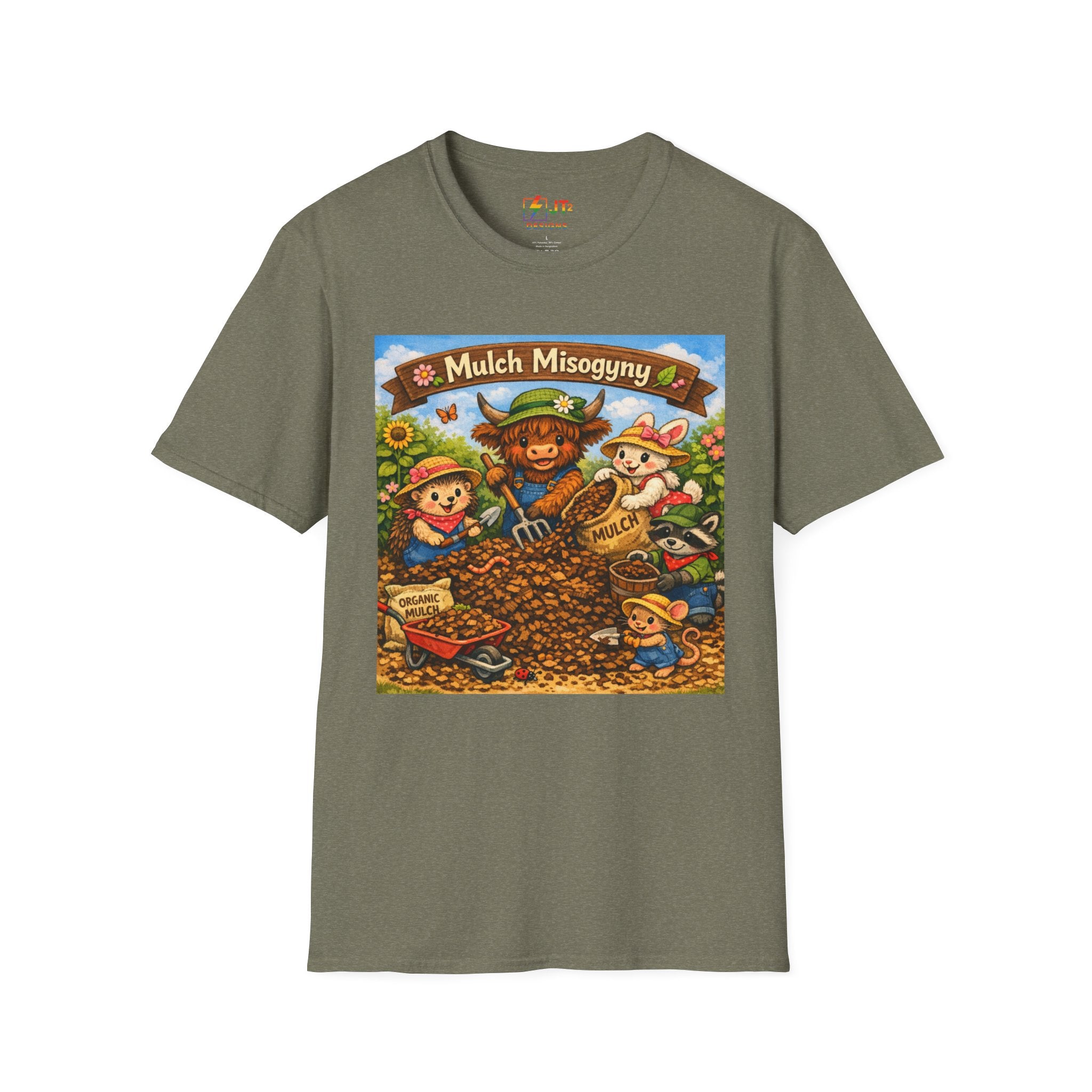 Mulch Misogyny garden characters T-Shirt | funny gardening shirt