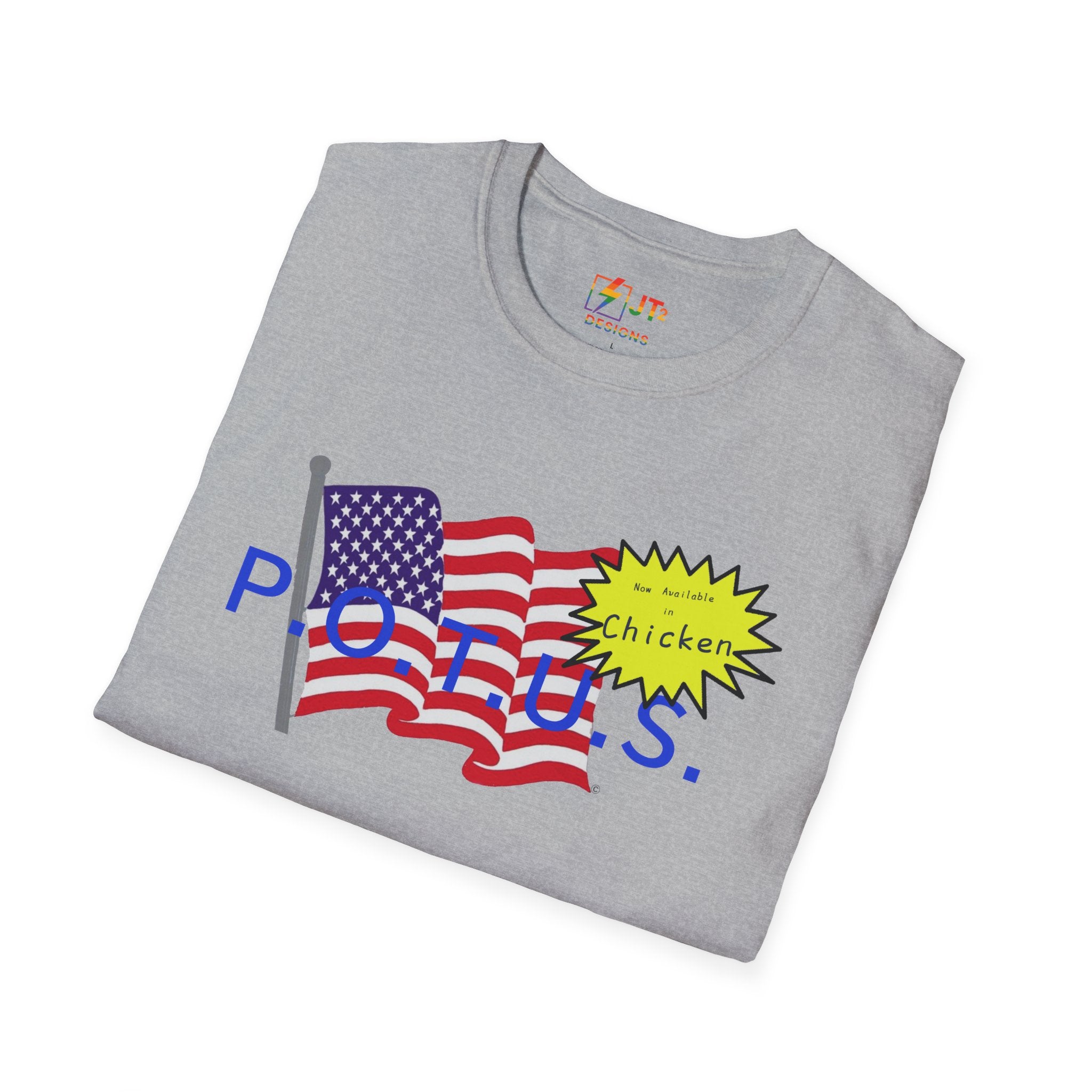 POTUS Chicken with US Flag T-Shirt | Political Satire, Trump Commentary