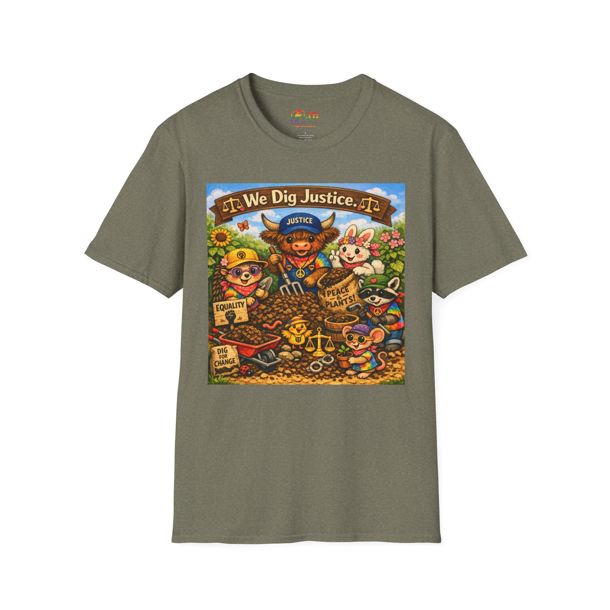 We Dig Justice T-Shirt | Cute Animal Archaeologists, Scales of Justice Artwork