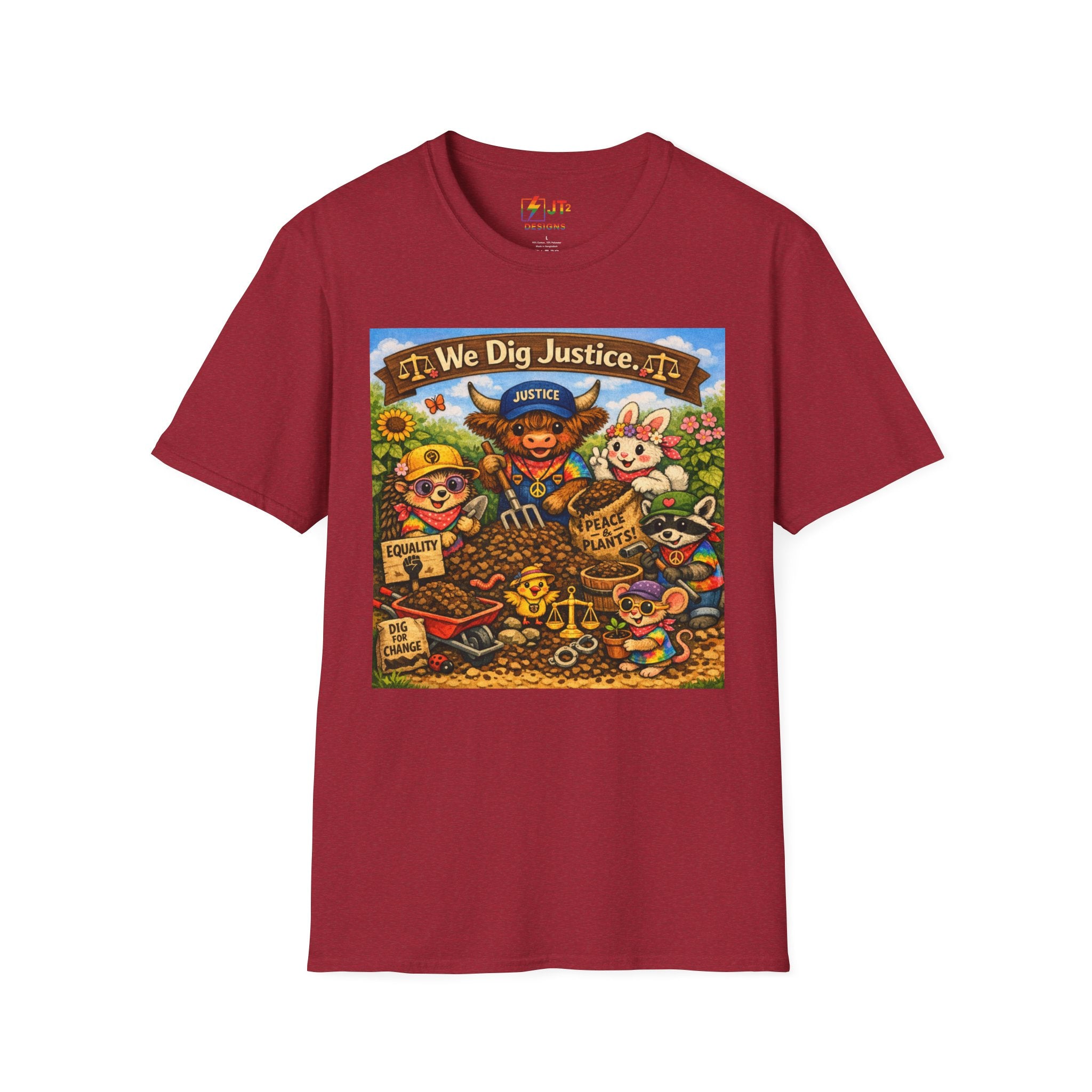 We Dig Justice T-Shirt | Cute Animal Archaeologists, Scales of Justice Artwork