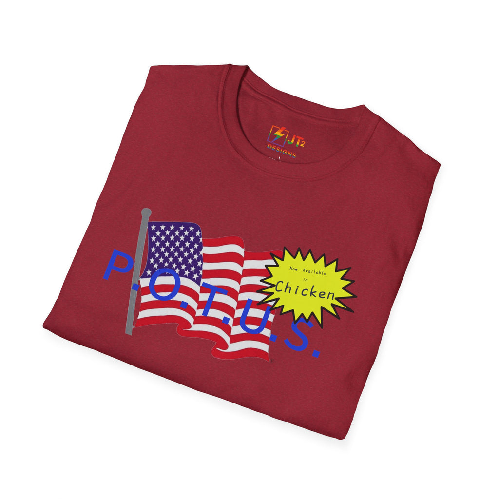 POTUS Chicken with US Flag T-Shirt | Political Satire, Trump Commentary