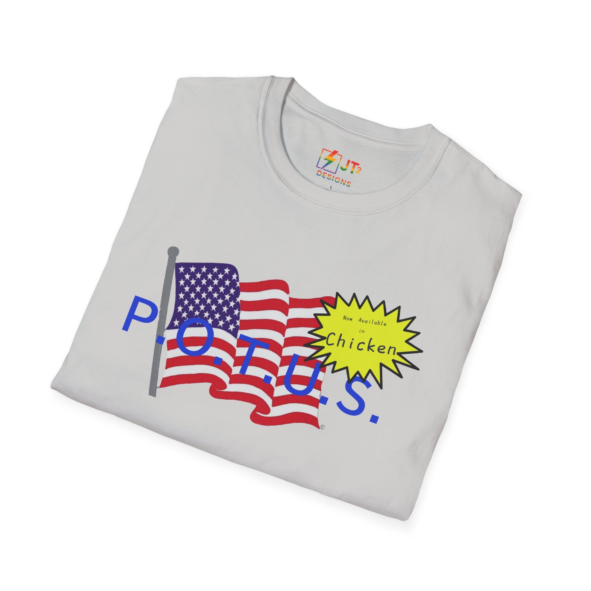 POTUS Chicken with US Flag T-Shirt | Political Satire, Trump Commentary