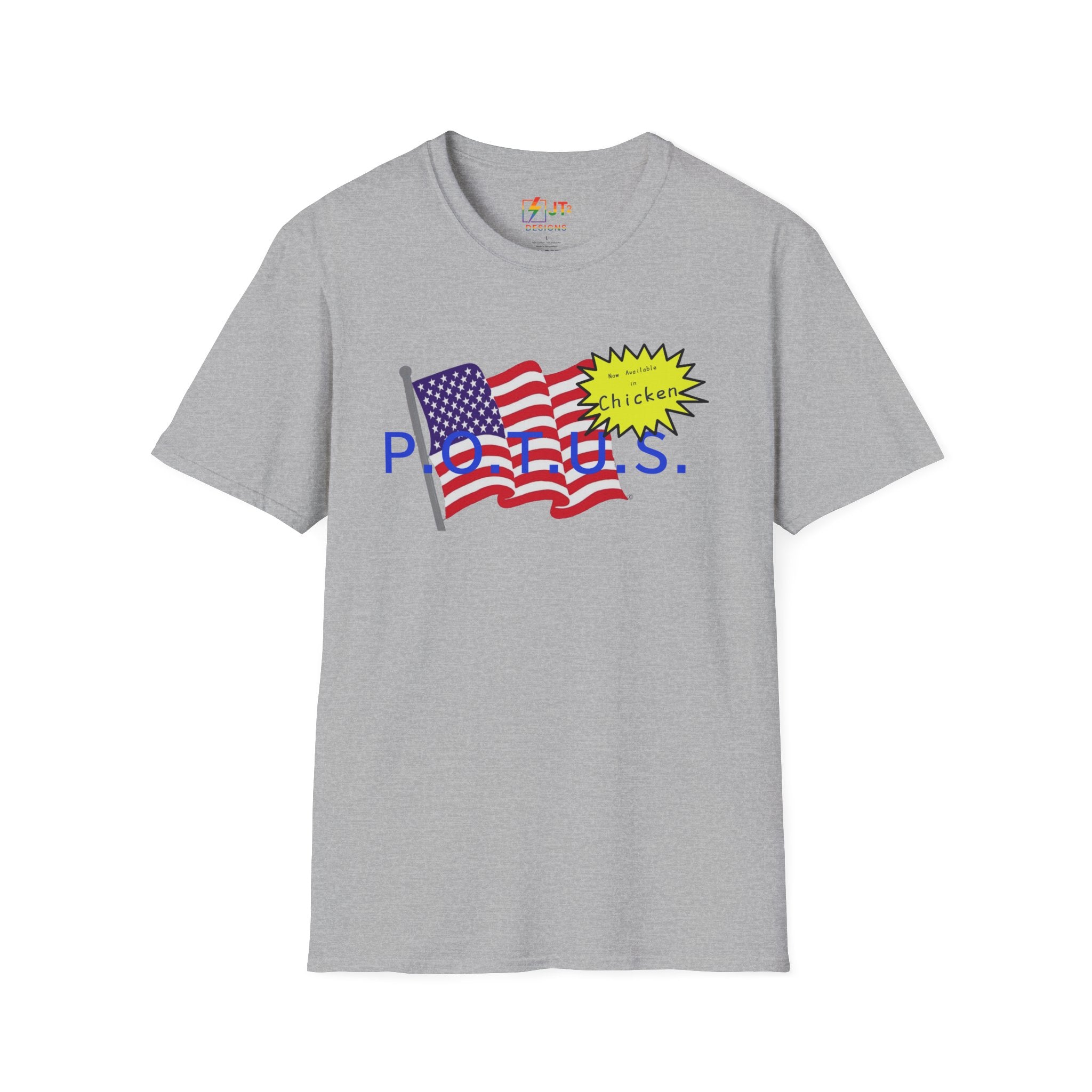 POTUS Chicken with US Flag T-Shirt | Political Satire, Trump Commentary