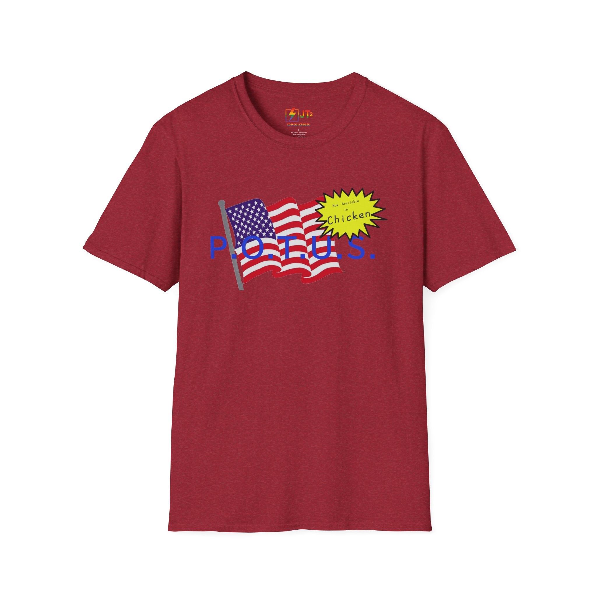 POTUS Chicken with US Flag T-Shirt | Political Satire, Trump Commentary