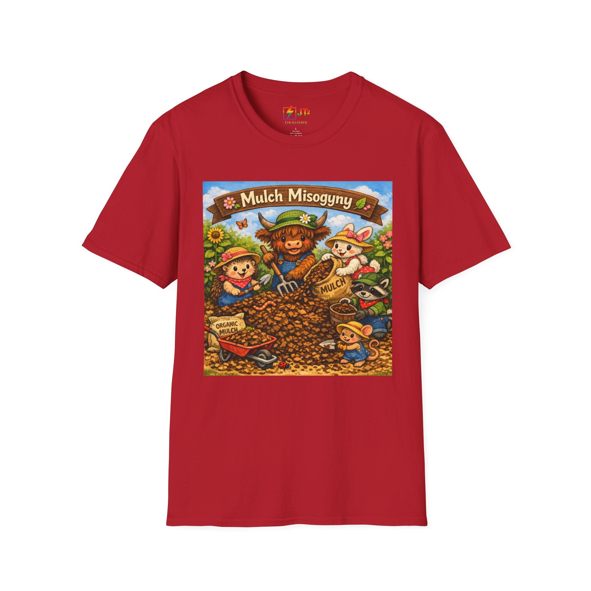 Mulch Misogyny garden characters T-Shirt | funny gardening shirt