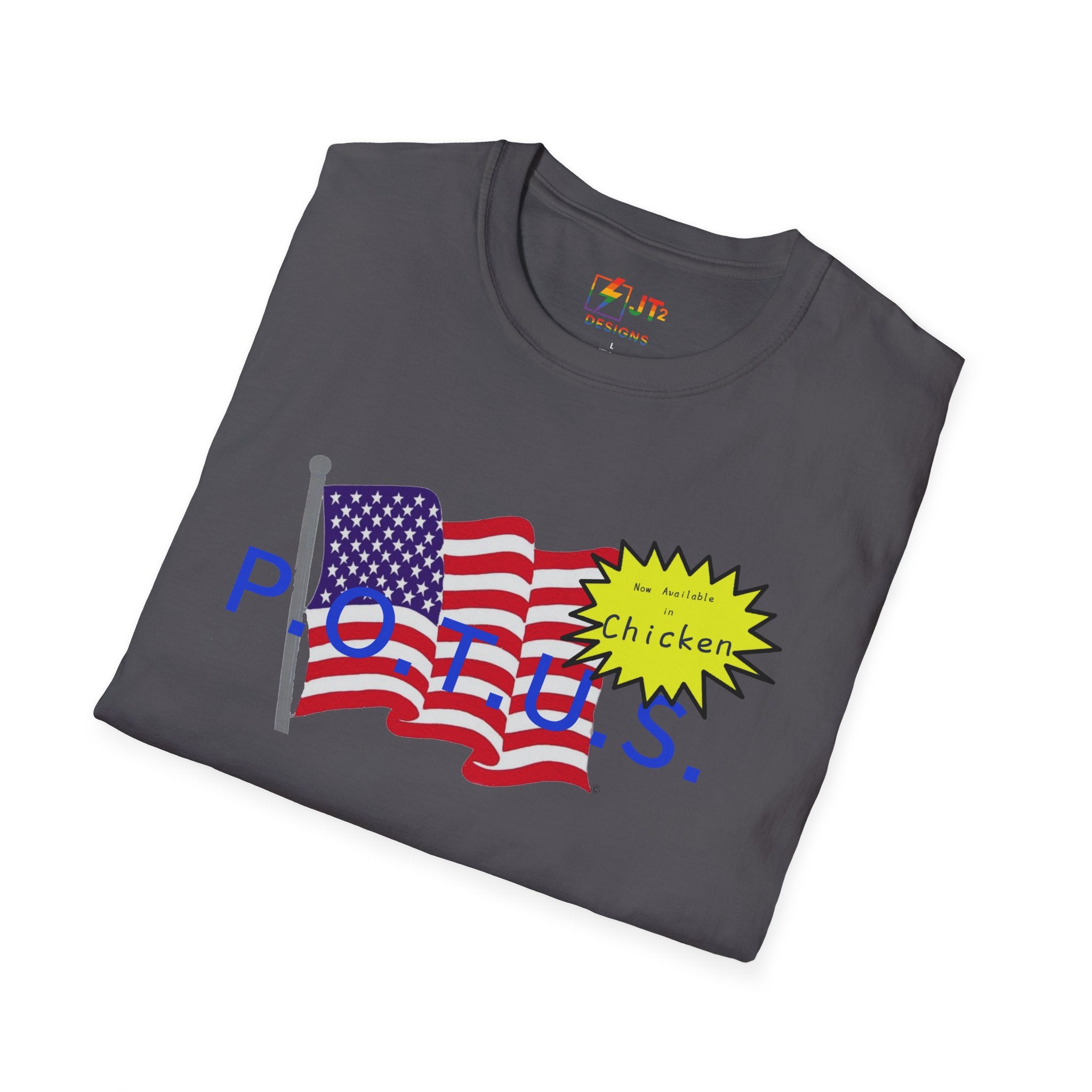 POTUS Chicken with US Flag T-Shirt | Political Satire, Trump Commentary