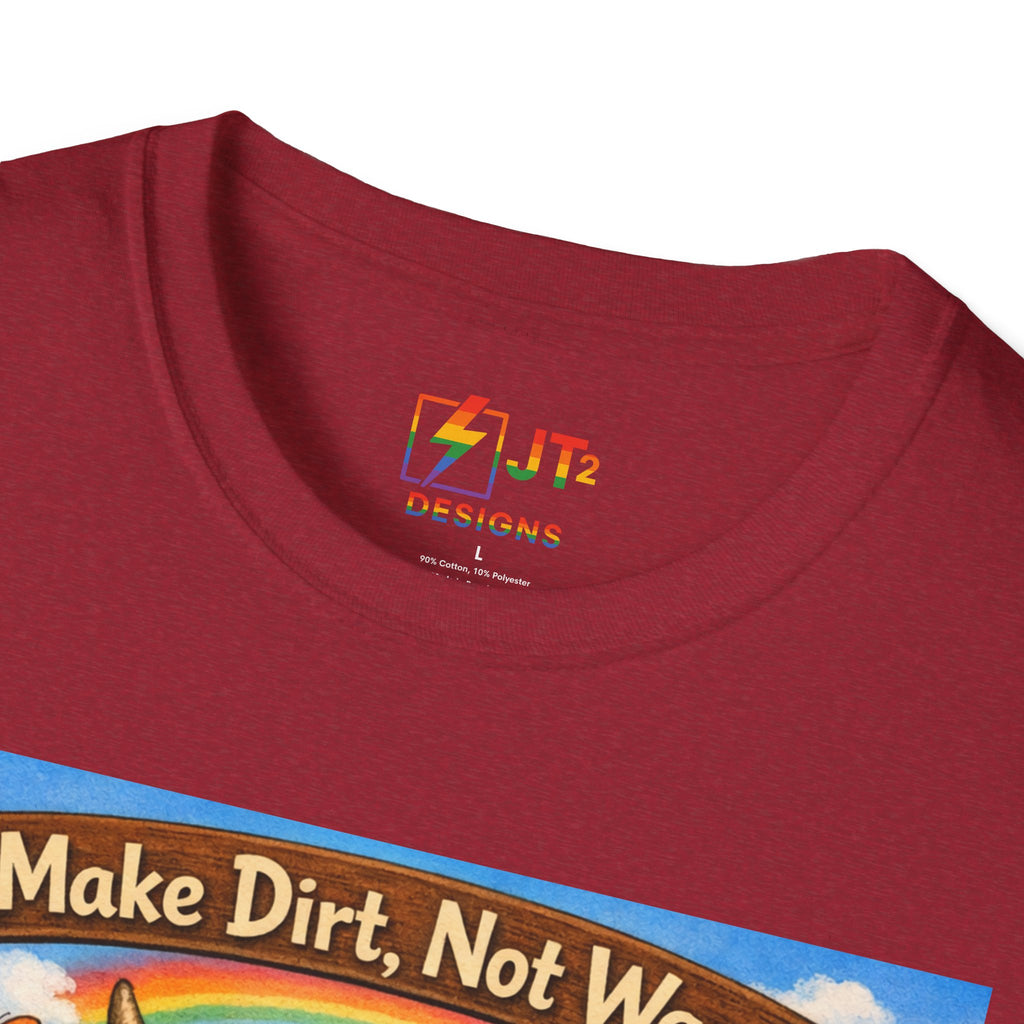 Make Dirt Not War gardening animals T-Shirt | Cute Gardening Shirt